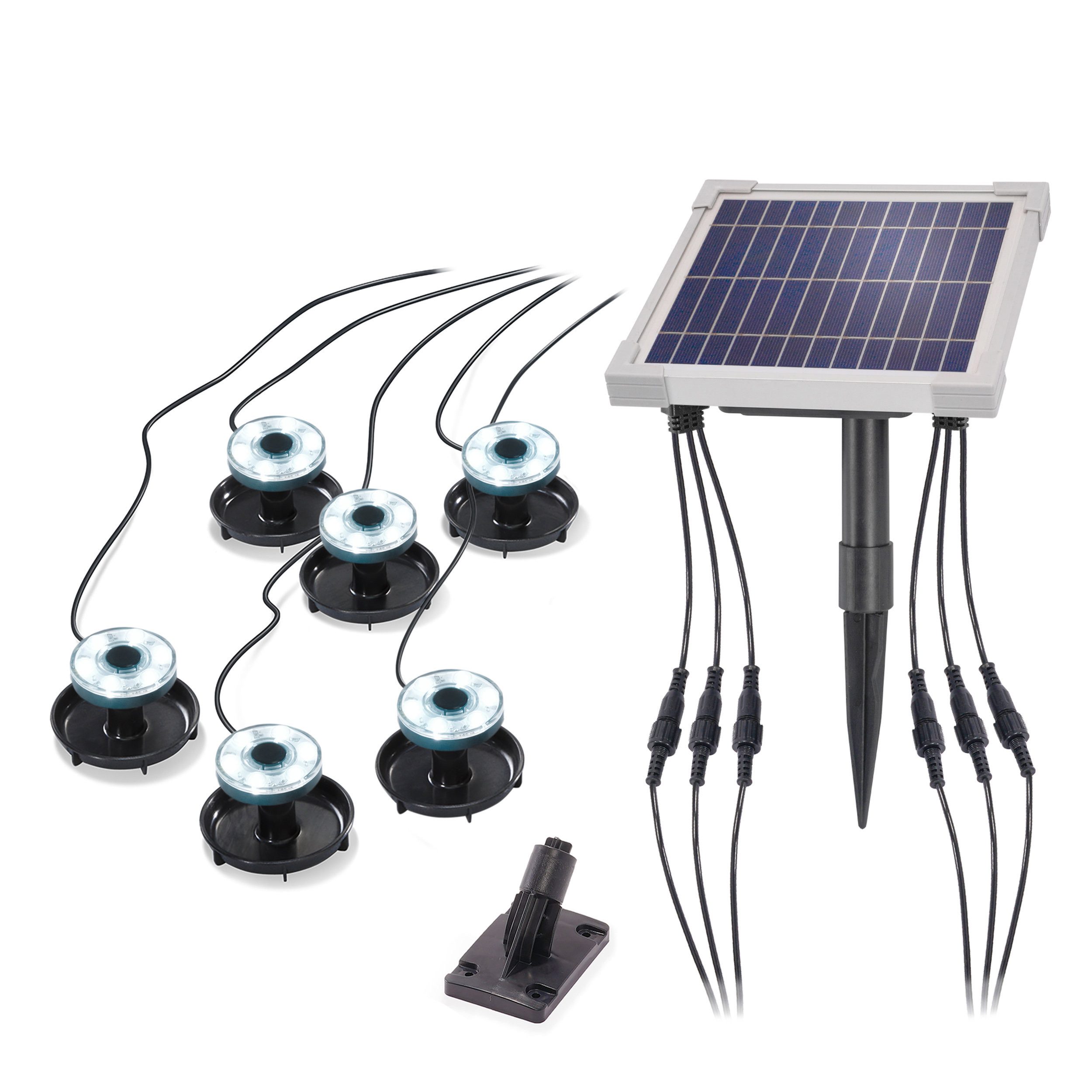 esotec LED Teichleuchte Solarstrahler Multispot Basic mit 6 Spots kaltweiß