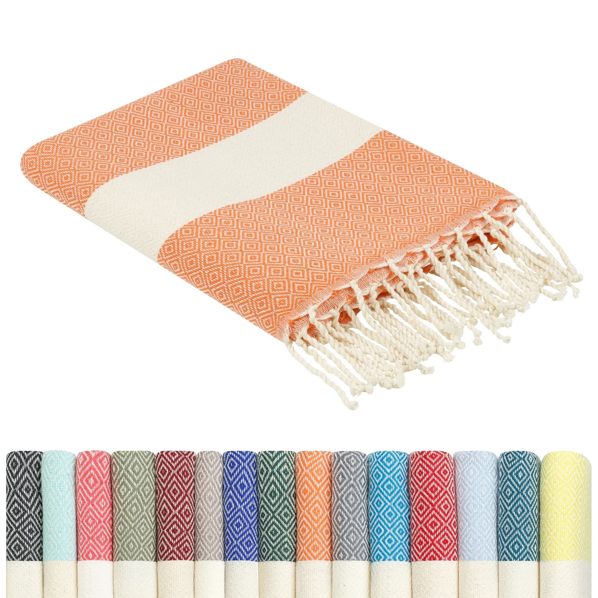 furora HOLIDAY Strandtuch groß 100x200 cm Strand Tuch, aus Baumwolle, Hamamtuch Badetuch, leicht, lang, dünn & kompakt