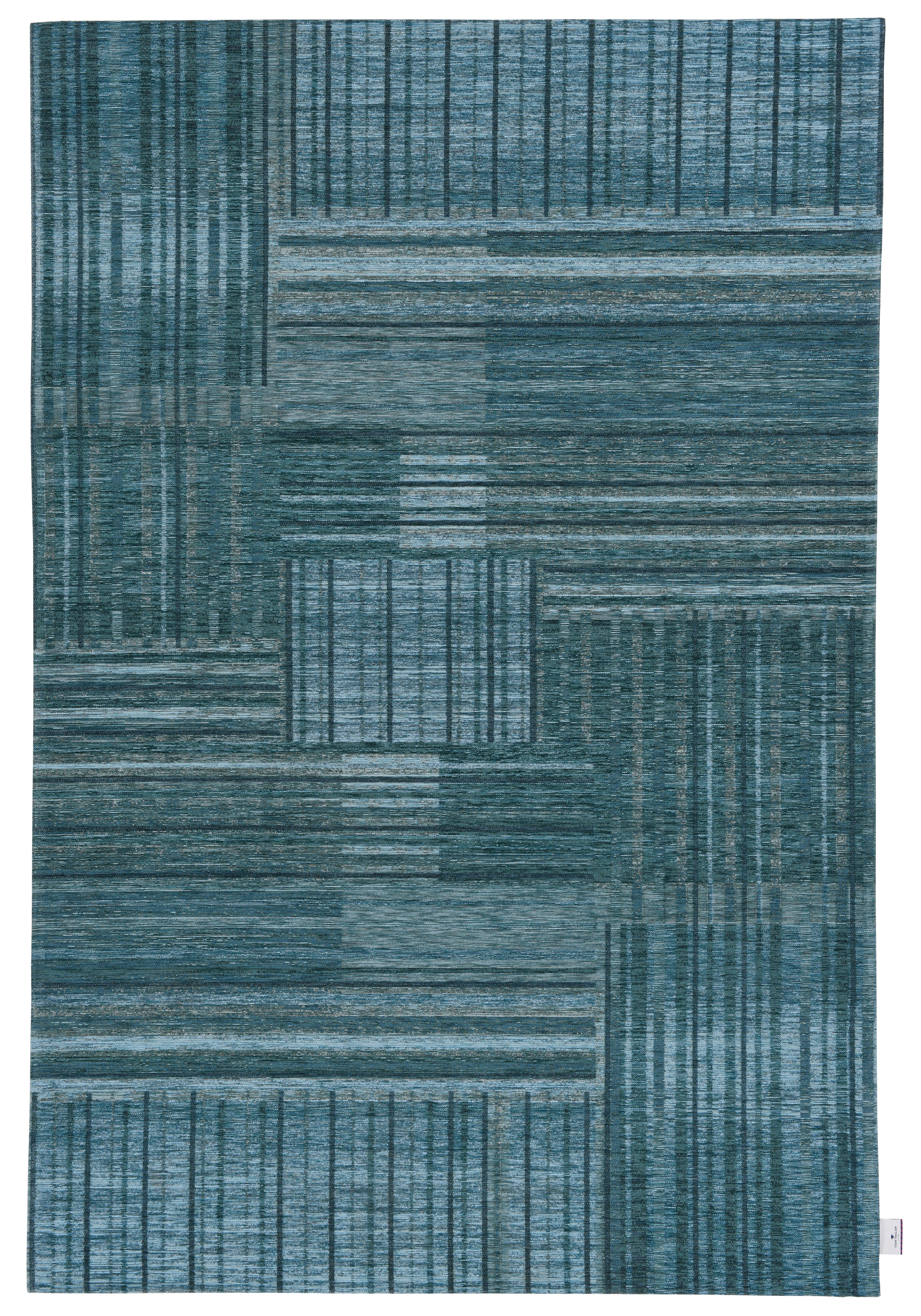 TOM TAILOR HOME Teppich Stripy Pat, rechteckig, Höhe: 5 mm, Flachgewebe, modernes Patchworkdesign, gestreift, Chenille, Wohnzimmer