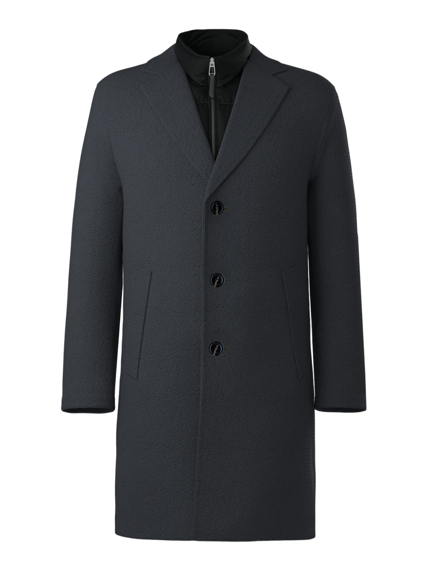 JOOP! Langmantel schwarz,Outdoor,Wolle,Unifarben,Reverskragen,Lang,Regular Fit