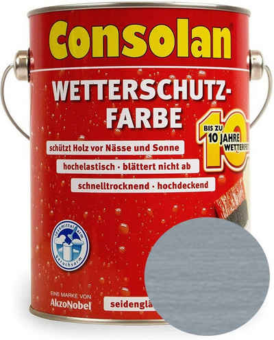 Consolan  Wetterschutzfarbe Silbergrau / 14308, Wetterfest, Wasserabweisend, Farbtonbeständig