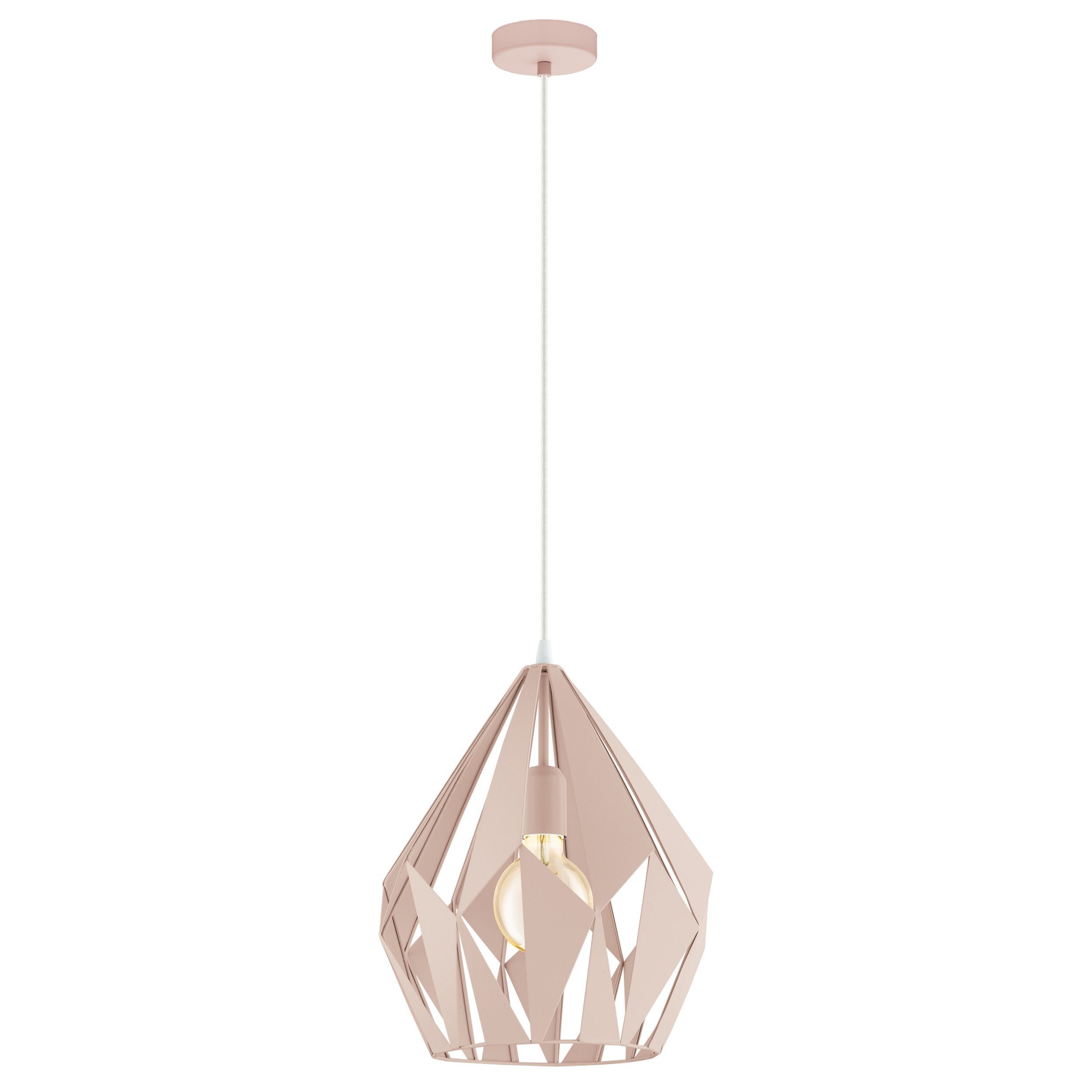 EGLO LED-Hängeleuchte Carlton-p, Leuchtmittel exklusive, Vintage Pendelleuchte, Hängelampe, Pastell apricot, E27, Ø 31 cm