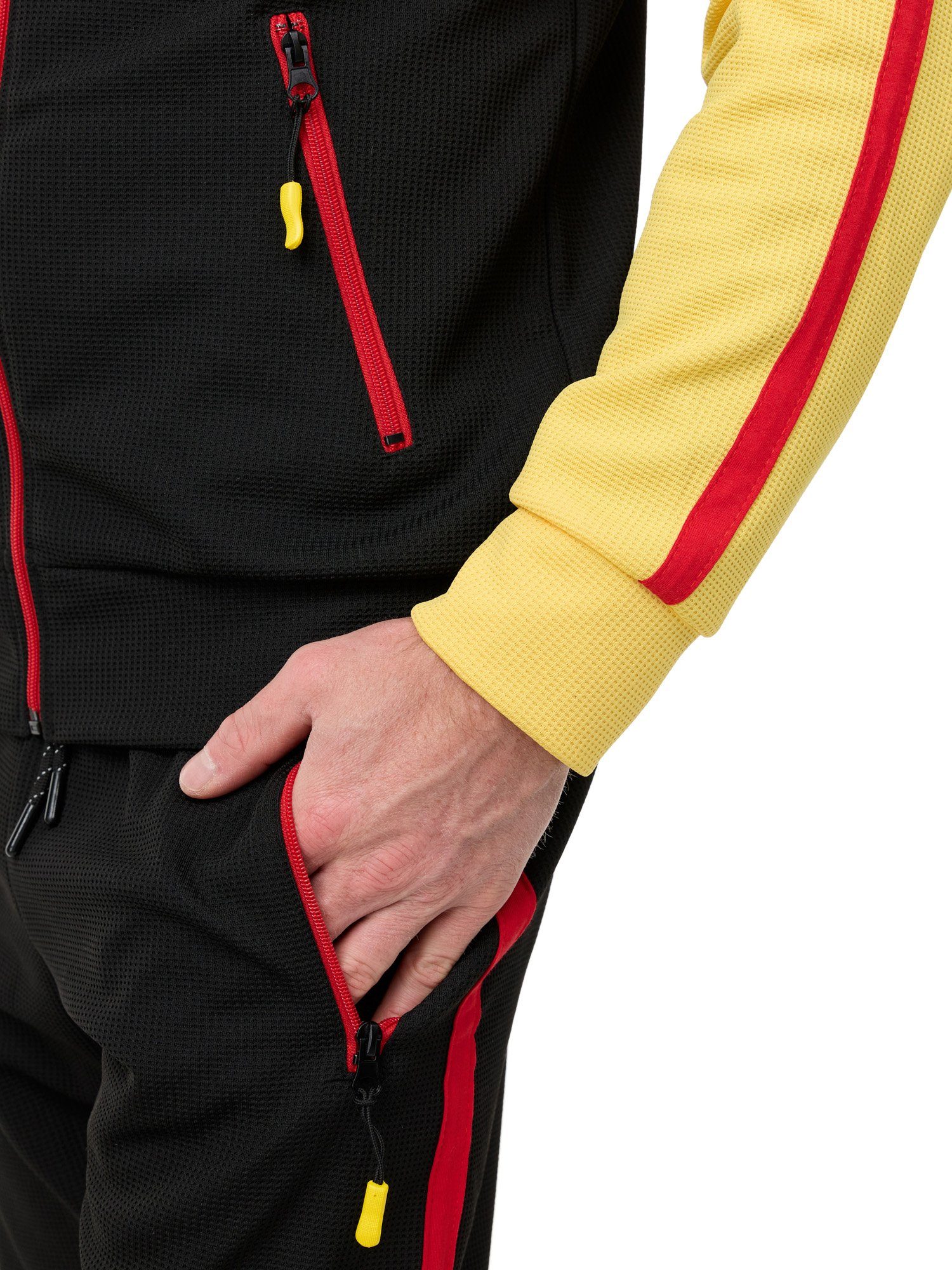 L.gonline Freizeitanzug Herren Jogginganzug Freizeitanzug Sportlich 3750 (Kapuzenjacke mit Reißverschluss, Hose, 2-tlg), mit Streifen