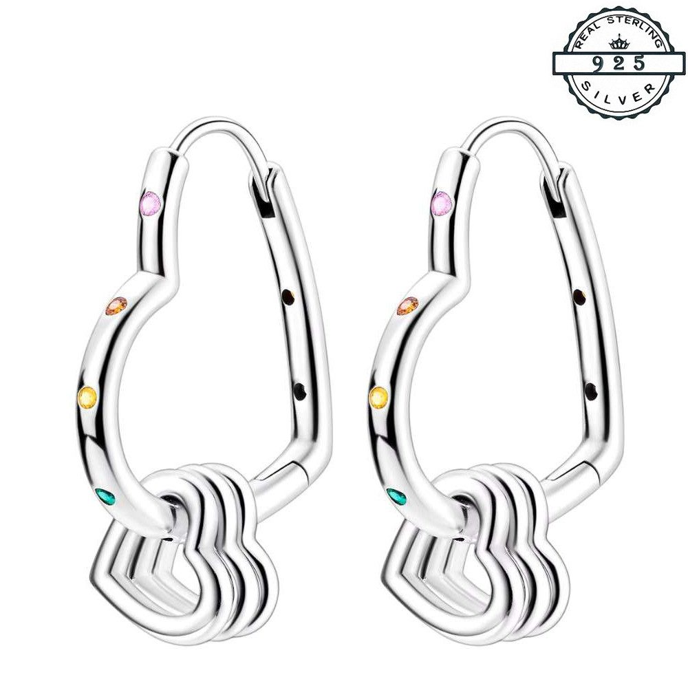 Taffstyle Paar Creolen Damen Ohrringe Herz Creolen 925 Silber bunte Kristal günstig online kaufen