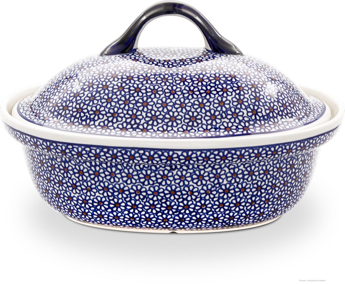 Bunzlauer Keramik Bräter Bunzlauer Keramik 1,2L Bräter mit Deckel 21,5x26,0x15,0 cm, Dekor 120, Keramik