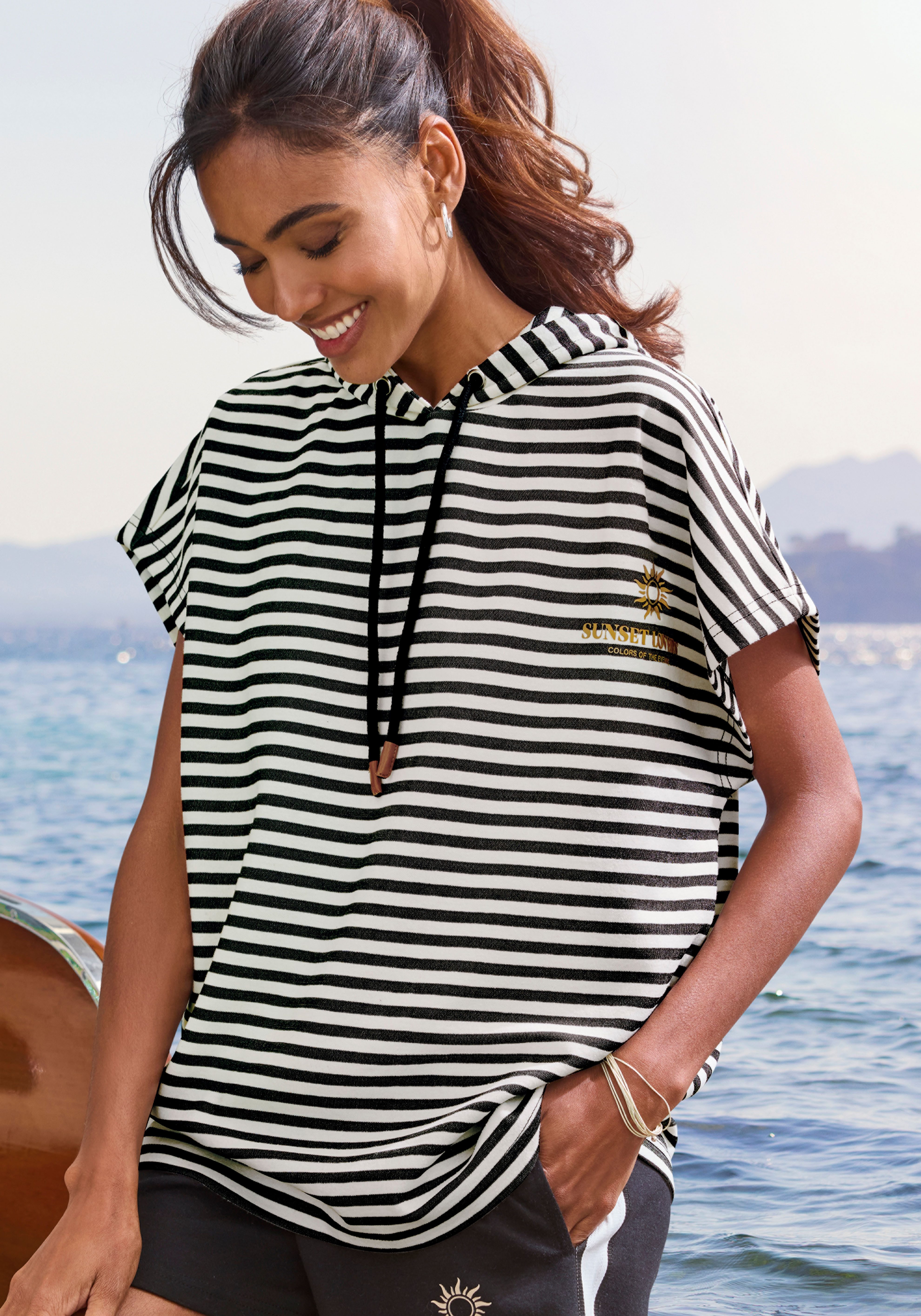 H.I.S Kapuzenshirt mit Kordelzug und weitem Armausschnitt, Loungewear günstig online kaufen