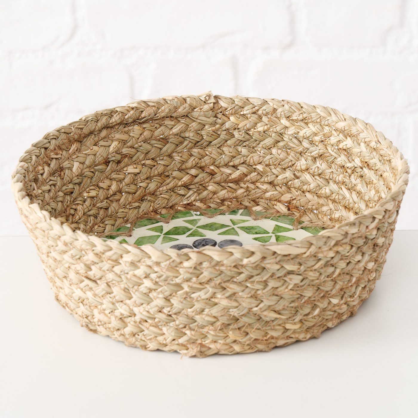 BOLTZE Dekokorb Korb aus Seegras mit Mosaikboden Ø 23 cm von Boltze Moderner Korb Bröt