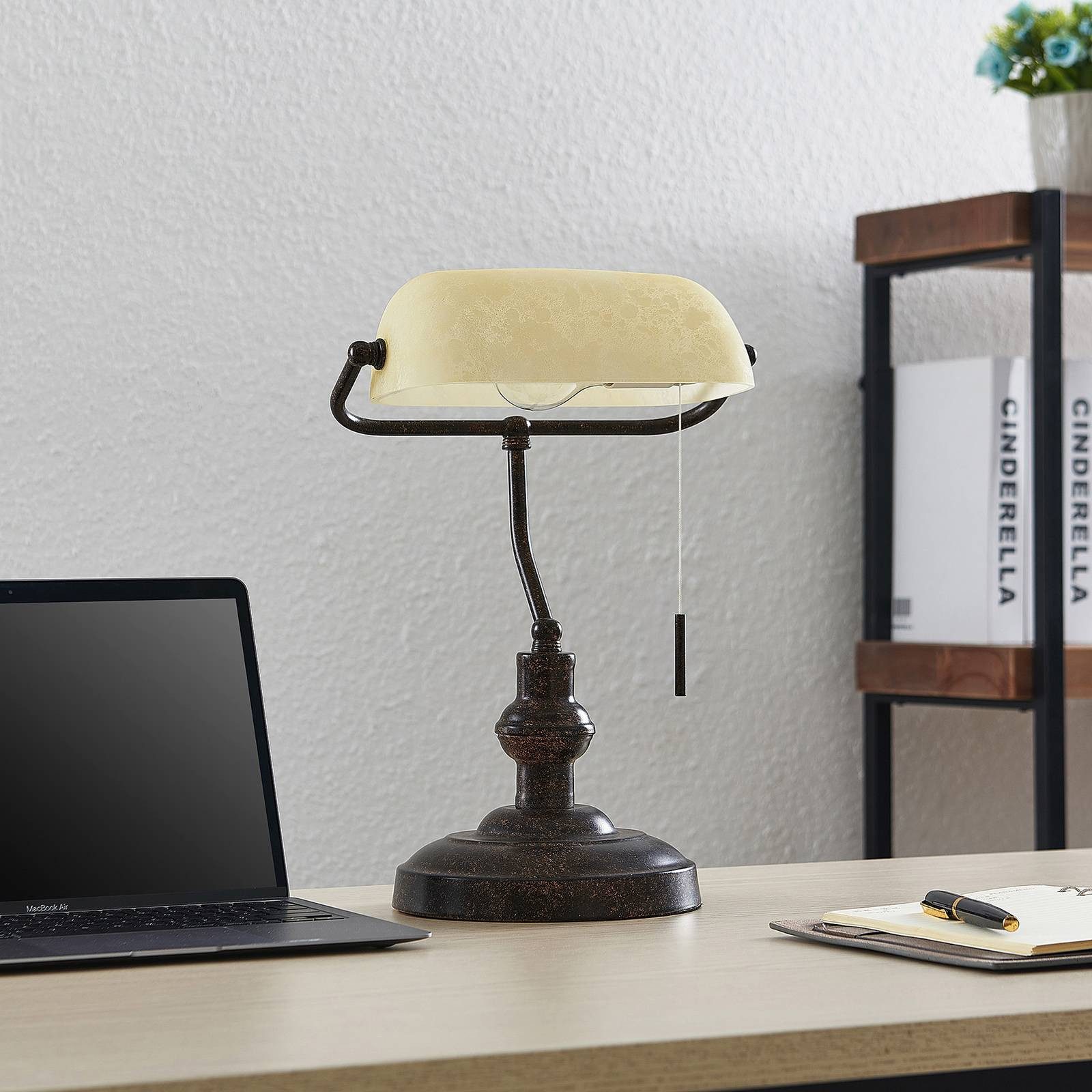 Lindby Schreibtischlampe Profina, Metall, Braun IP20, 1 x 15 W LED