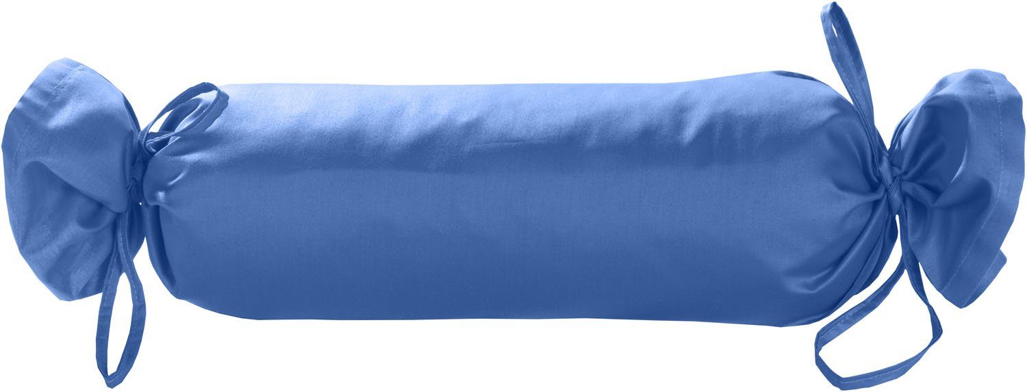 einfarbig, Stück) Nackenrollen Nackenrollenbezug (1 Hellblau Mako Bezug BETTWAESCHE-MIT-STIL Satin uni 15x40