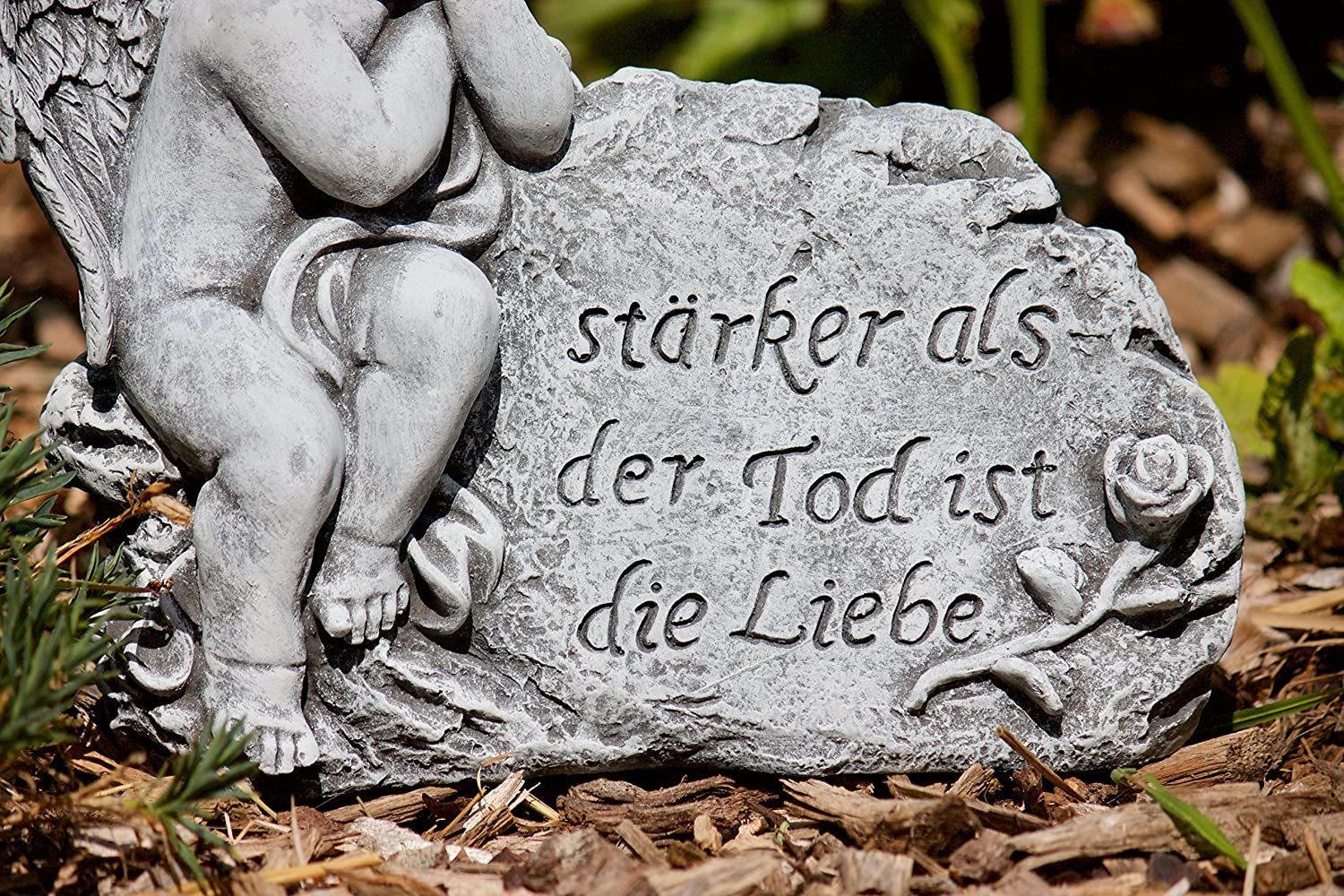 mit Engelfigur am Style Steinfigur Engel and Fels Stone Inschrift
