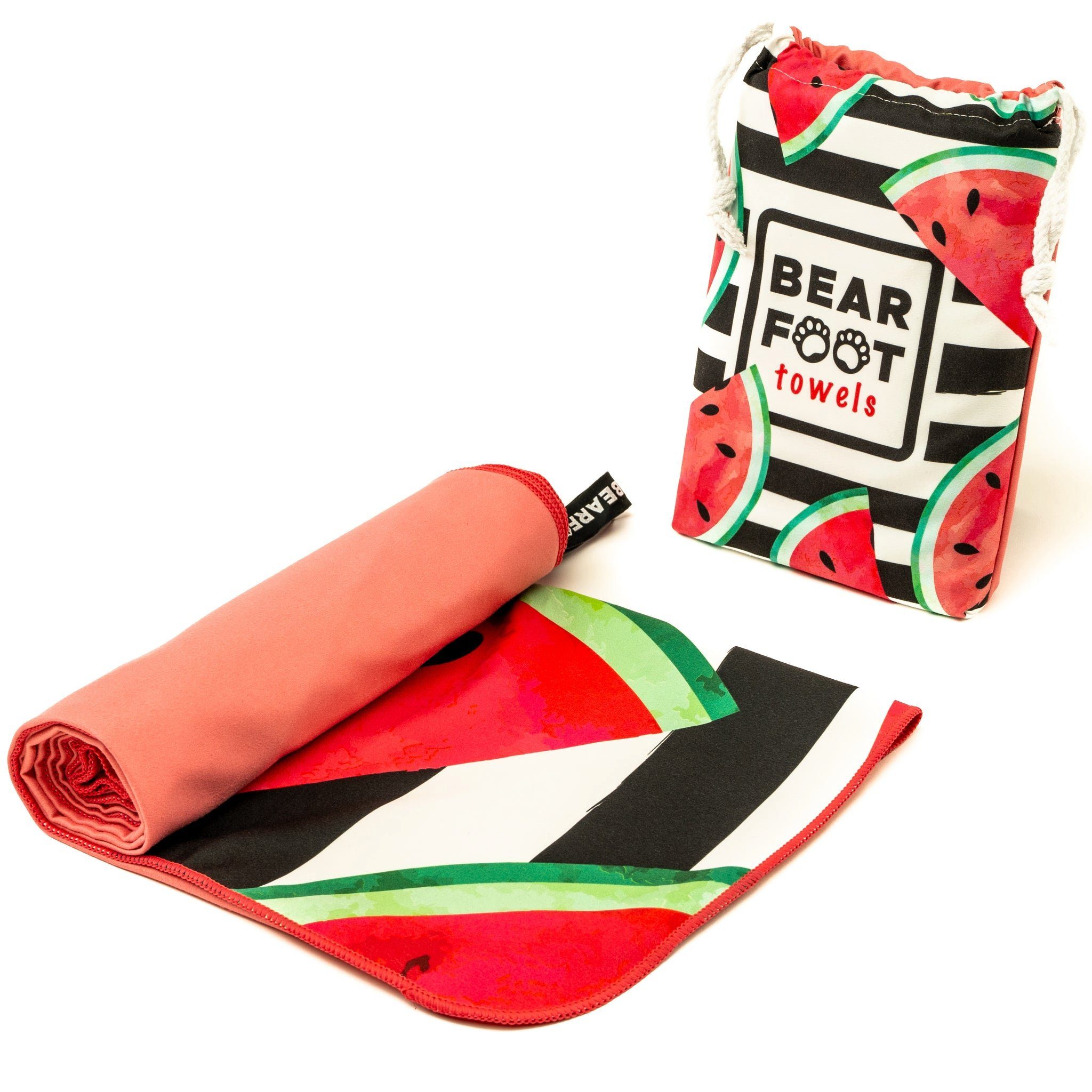 BEARFOOT Strandtuch Strandtuch Strandtuch Tasche, Wassermelone Handtuch (1-St) Mikrofaser, Mikrofaser mit Mikrofaser