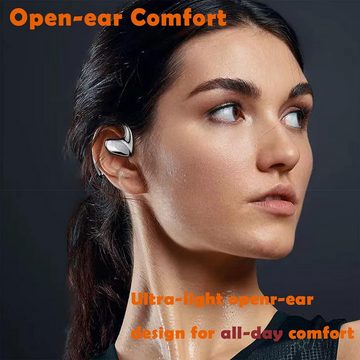 Xmenha LED-Digitalanzeige Touch-Steuerung Open-Ear-Kopfhörer (Ergonomisches Design für angenehmen Tragekomfort, auch beim Laufen oder Tragen einer Brille. Vermeidet Schmerzen durch Nicht-Einführung in den Gehörgang., Ultimative Hörerlebnis für Aktive Knochenschall-Kopfhörer mit Features)