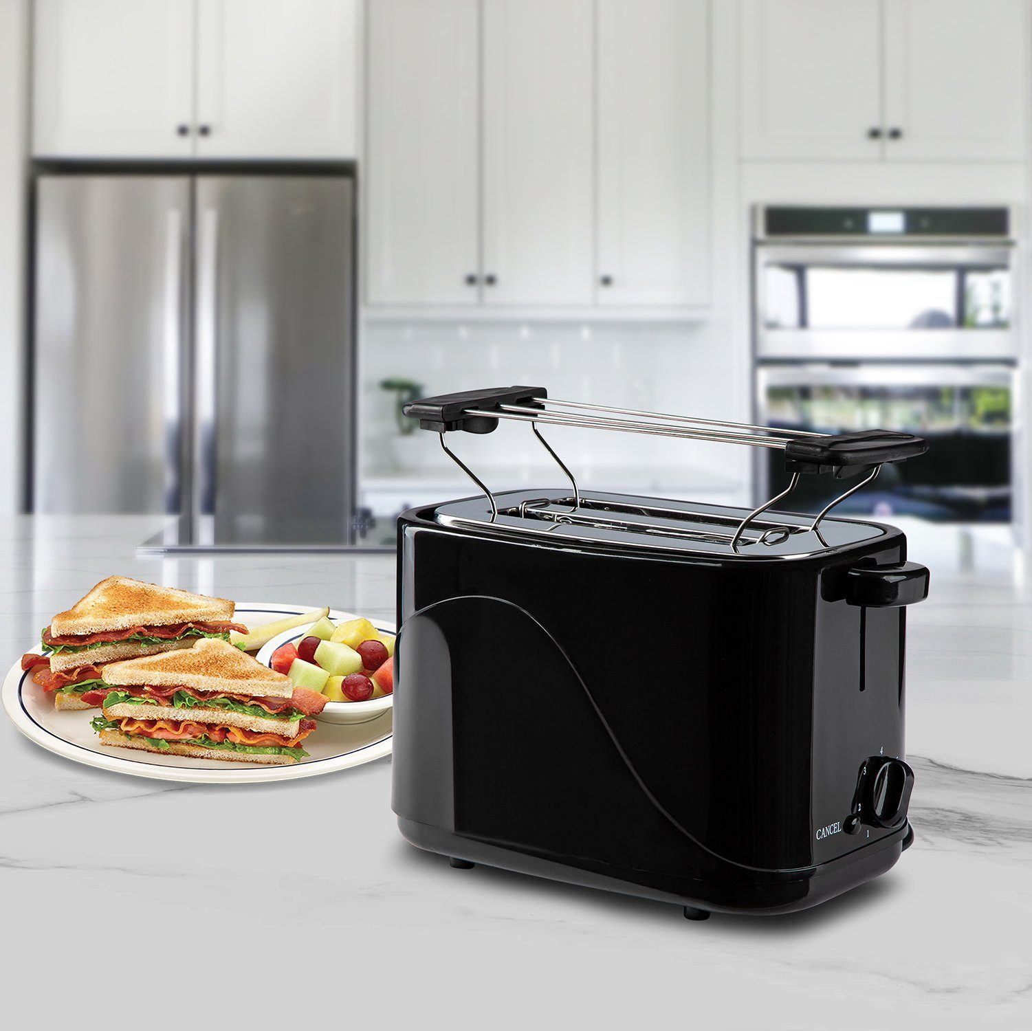 SLABO Toaster Automatik Toaster mit Brötchenaufsatz, 700W Bräunungsstufen, 7