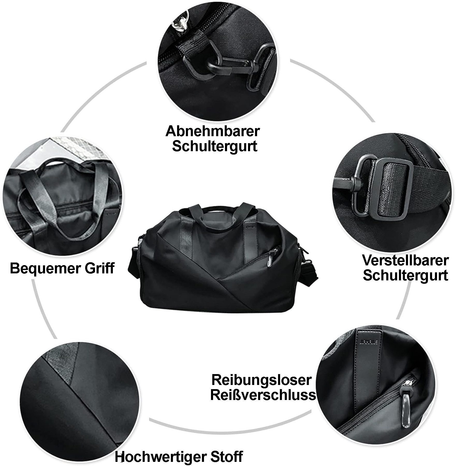 Mutig Sporttasche Sporttasche für Herren und Damen, Große Reisetasche (Duffel Bag mit Schuhfach und Nassfach, wasserdichte Sporttasche und Übernachtungstasche), für Fitness, Gym, Schwimmen, Yoga, Training und Wochenendreisen