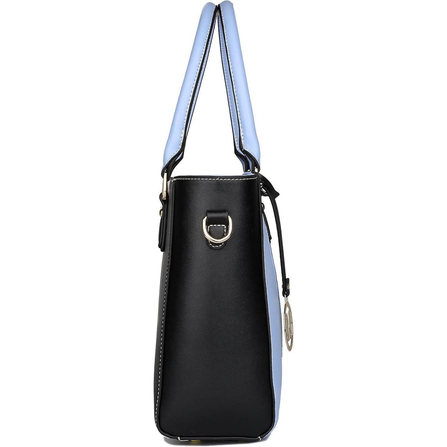 LuxusKollektion Handtasche Handtasche Damen mittelgroß Umhängetasche V Form Fächer Blau