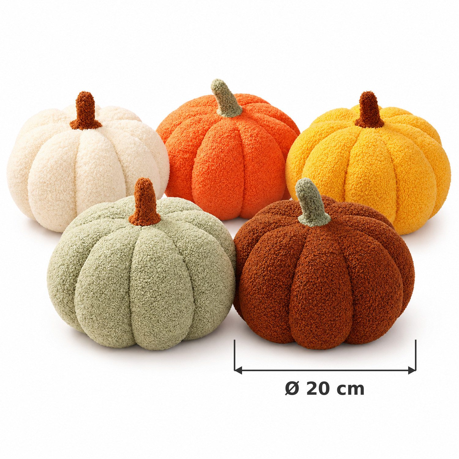 JASLIFE Dekofigur Kürbis2er-Set (2 St), Teddyplüsch-Optik, ideal als herbst deko und halloween deko – Bild 2 von 5