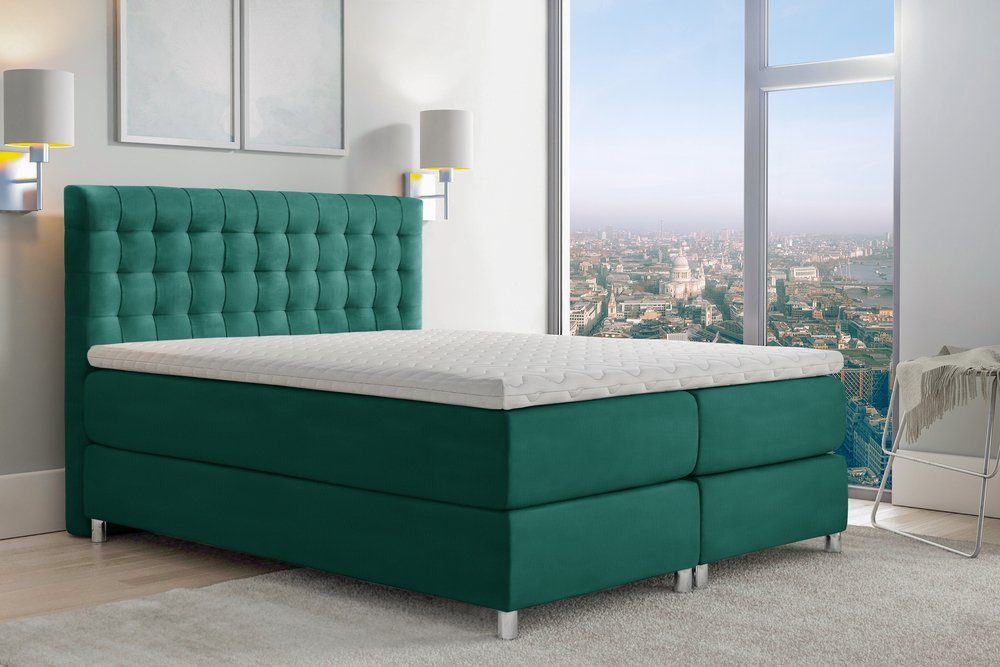 99rooms Boxspringbett Leonel (Schlafzimmerbett, Bett), mit Taschenfederkern Matratze, Topper, Bettkasten, Kopfteil gepolstert