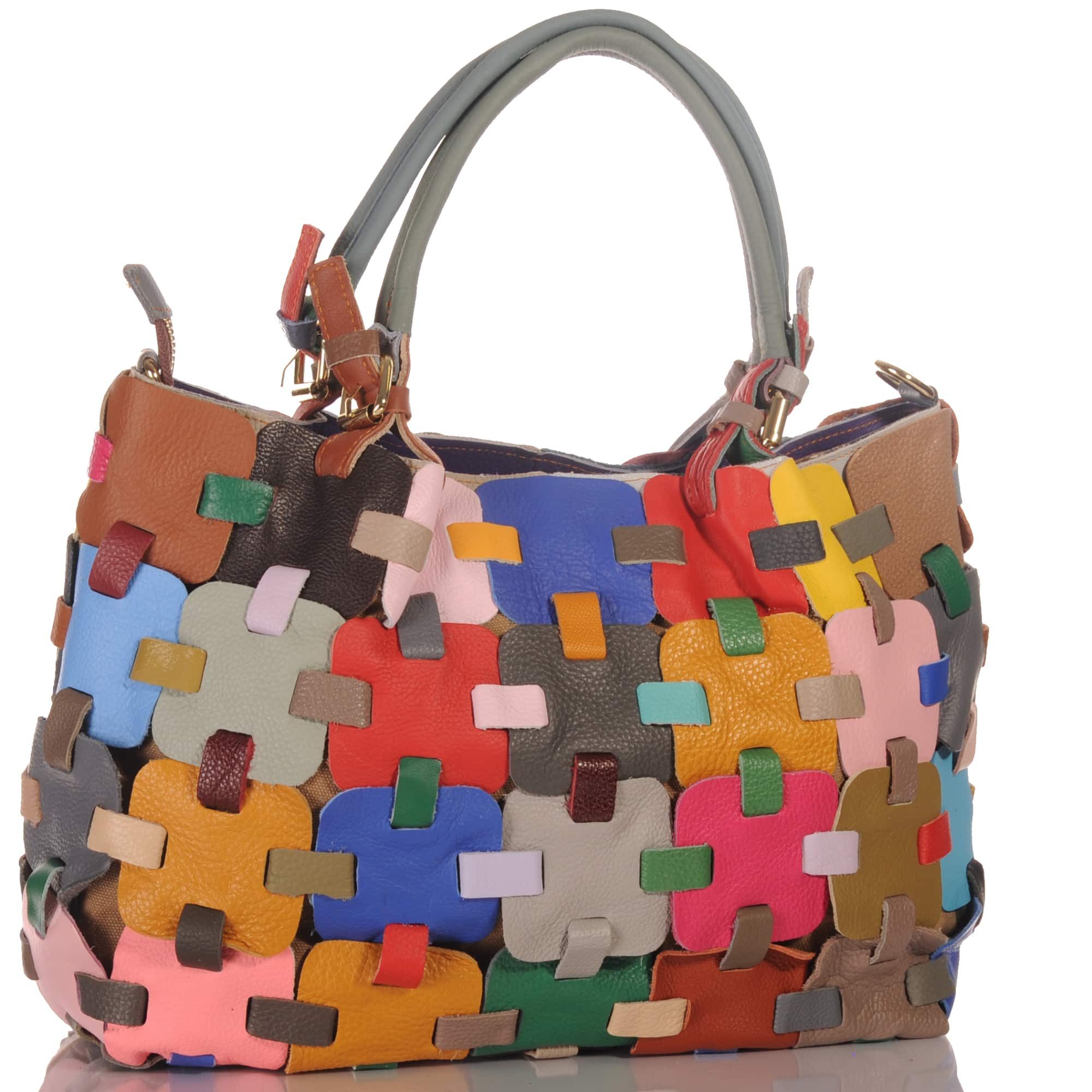 KMISSO Henkeltasche Damen Leder Patchwork Umhängetasche Shopper Schultertasche 30666 (1-tlg), im eleganten Look