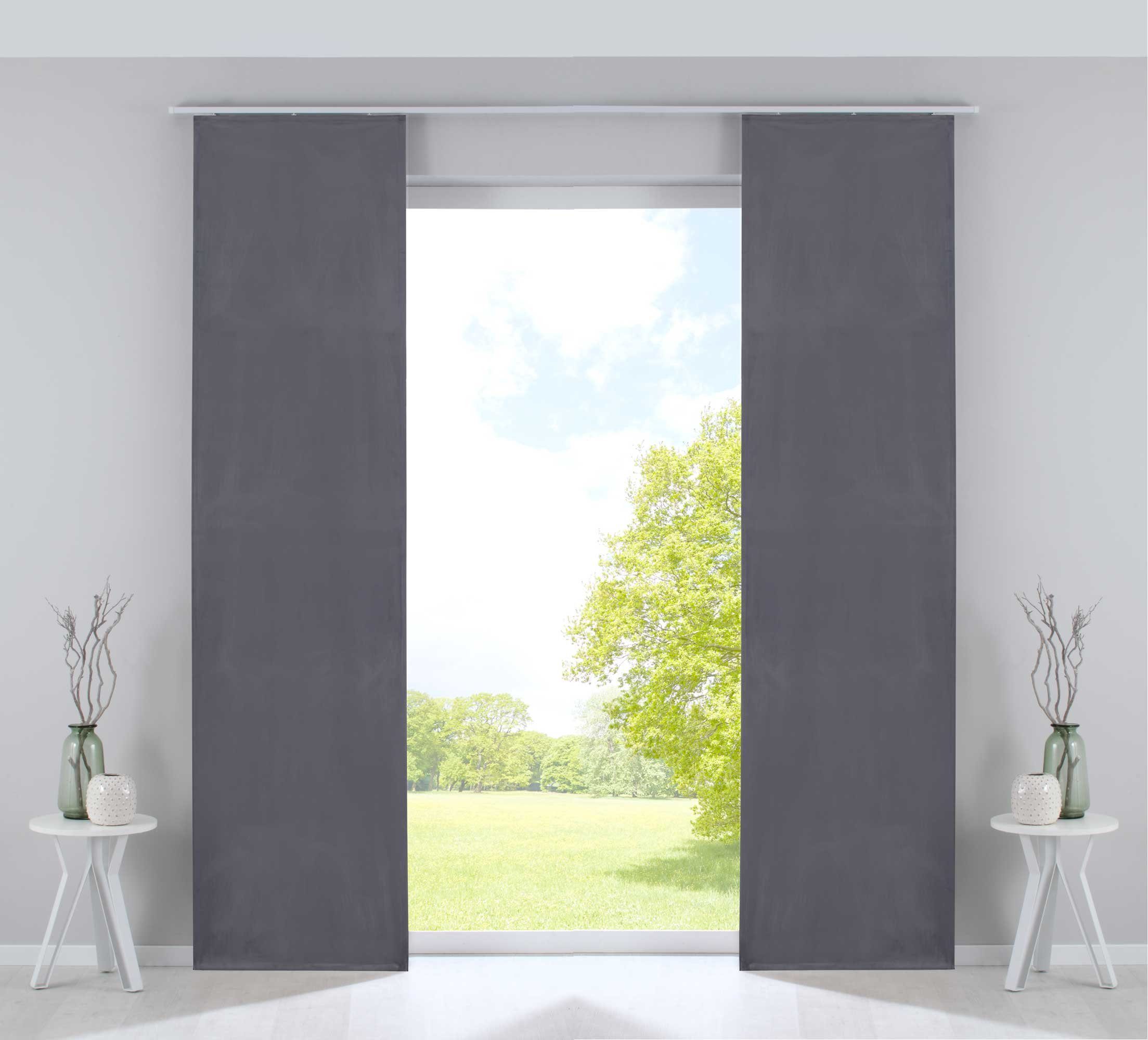 Gardinenbox Schiebegardine (2 St), Paneelwagen, verdunkelnd, Verdunkelung Samt »Milano« blickdicht Blackout Alu Paneelwägen 203571-