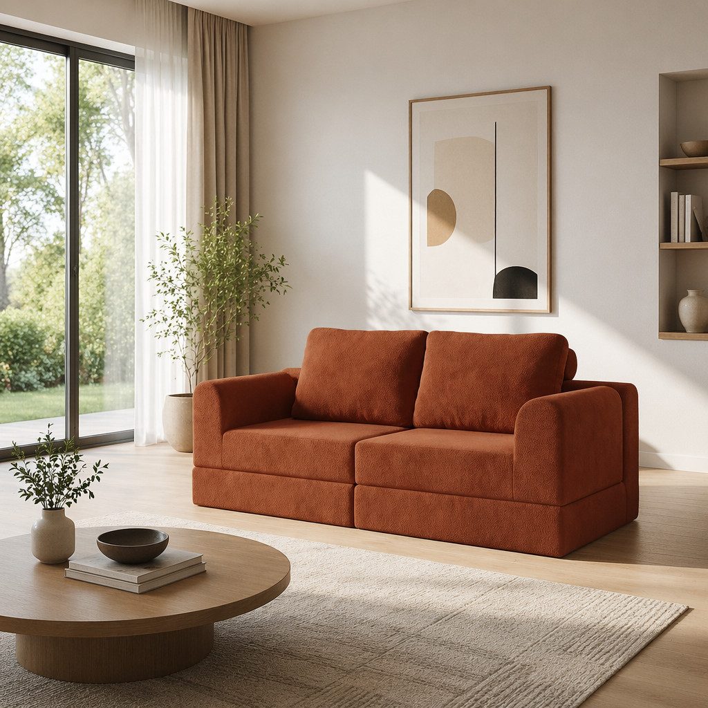 GLP Schlafsofa Breite 160 cm, Liegefläche 120x140 cm, 2-Sitzer Klappsofa mit Schlaffunktion und weichem Flanell-Bezug