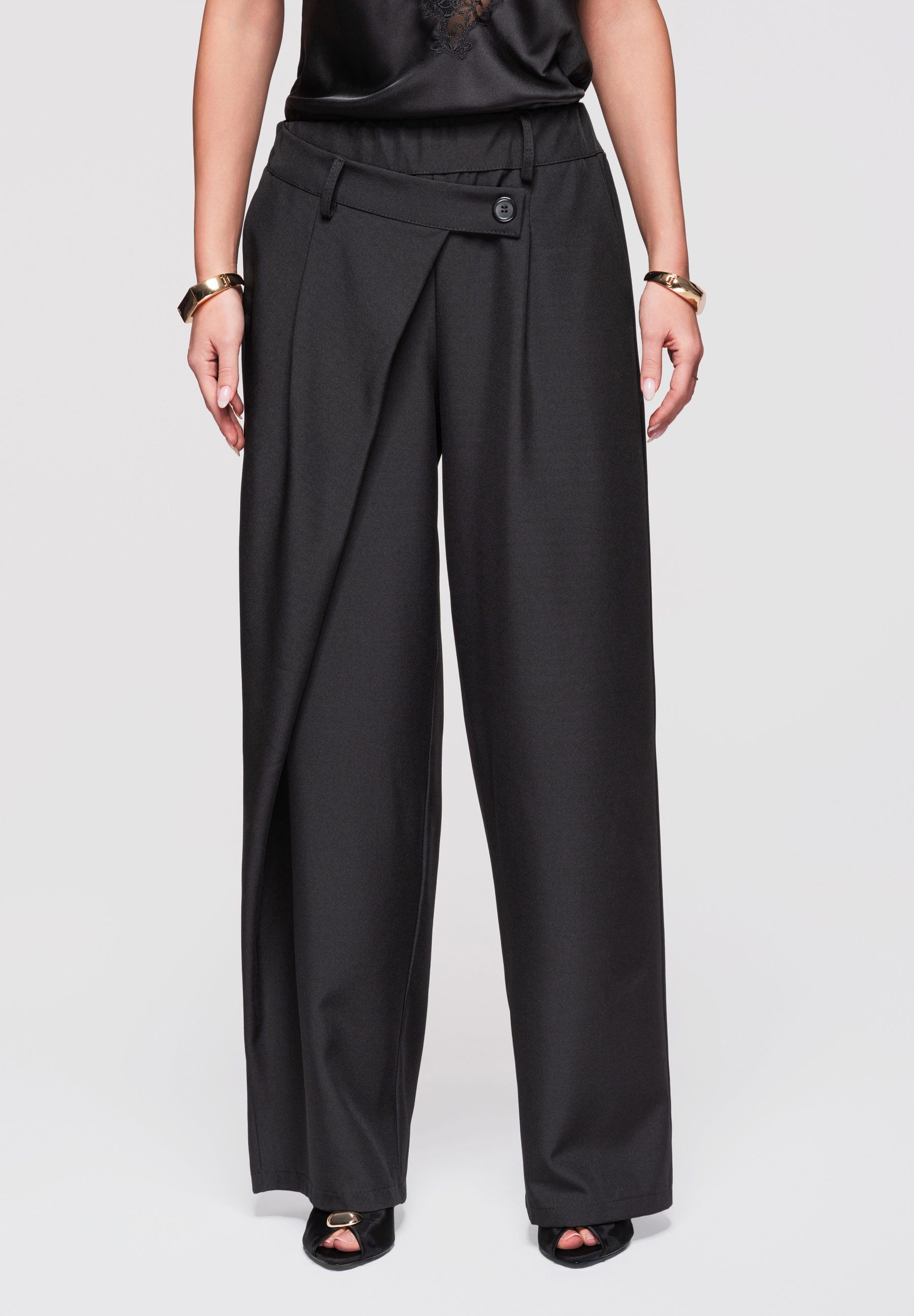 Palazzohose Damen Wide Leg Hose High Waist Elegant