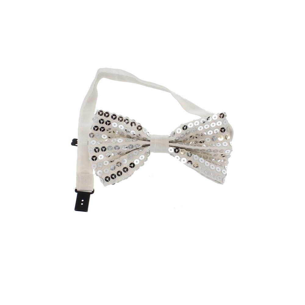 MICA Kostüm Fliege - Pailletten - für Erwachsene - weiß/silber günstig online kaufen