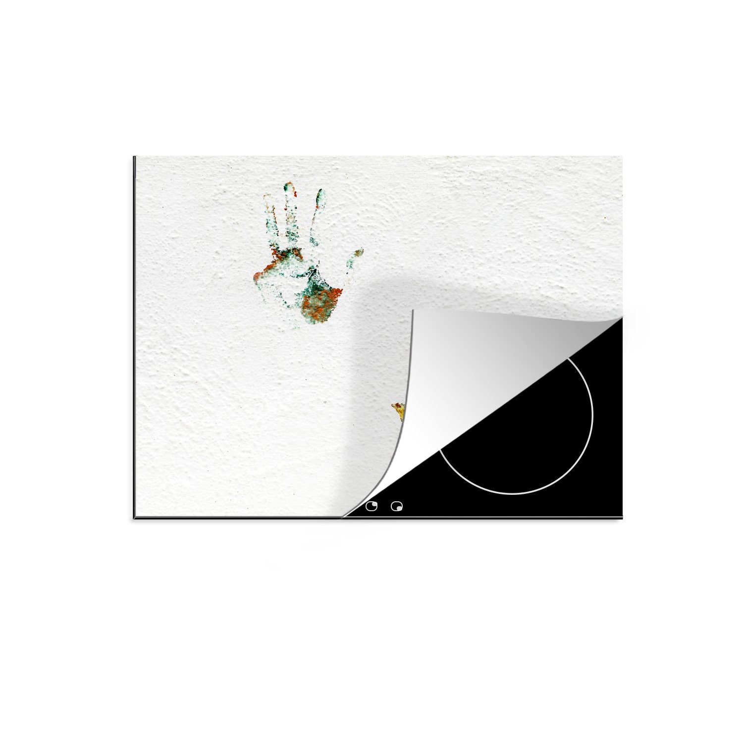 MuchoWow als Straßenkunst, Arbeitsfläche tlg), (1 Handabdrücke nutzbar, 70x52 Herdblende-/Abdeckplatte Ceranfeldabdeckung Vinyl, Mobile cm,
