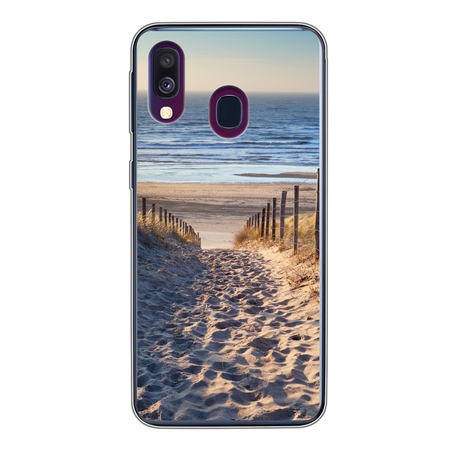 MuchoWow Handyhülle für Samsung Galaxy A40 Strand - Meer - Niederlande - Dünen - Sonne, Smartphone-Bumper, Print, Handy Schutzhülle Dünn
