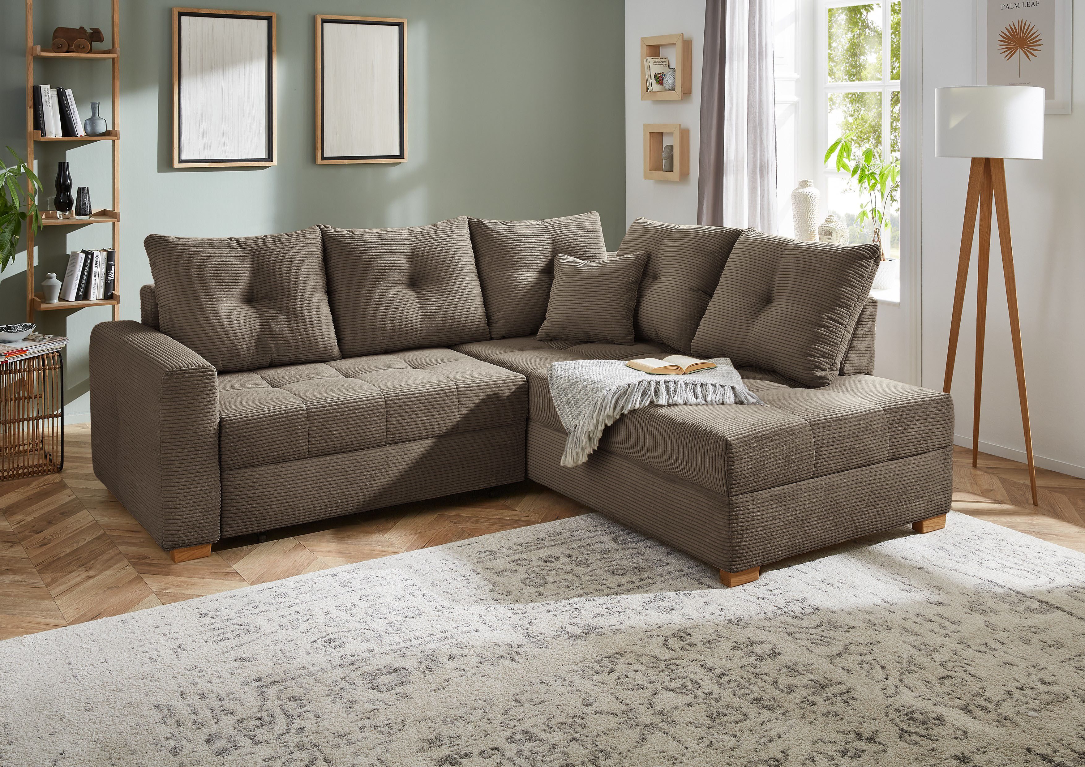 Jockenhöfer Gruppe Ecksofa Heidelberg L-Form, B: 228 cm, mit Schlaffunktion, Bettkasten & Zierkissen
