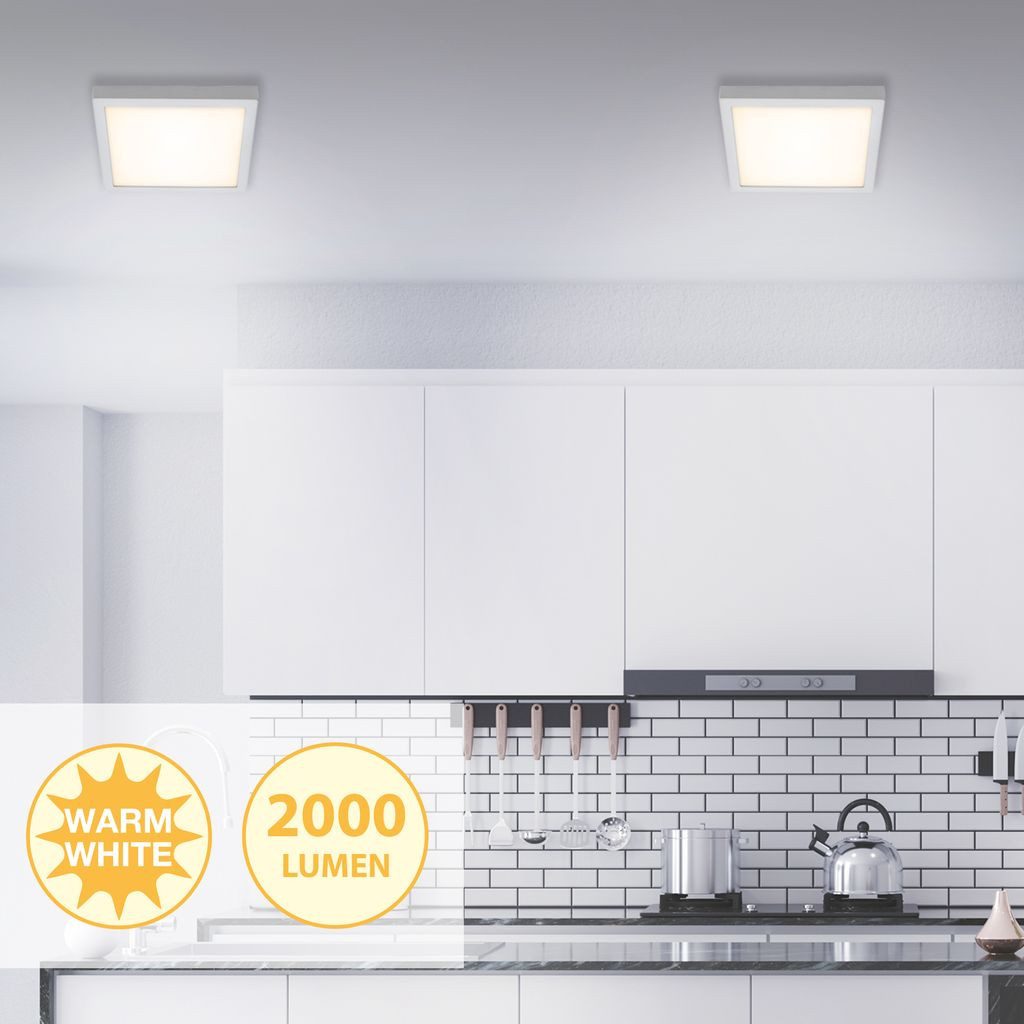 Briloner Leuchten LED Deckenleuchte 7142-014, LED fest integriert, 2700K - Extra-Warmweiß, Deckenlampe modern 21W 2.000lm 3000K IP20