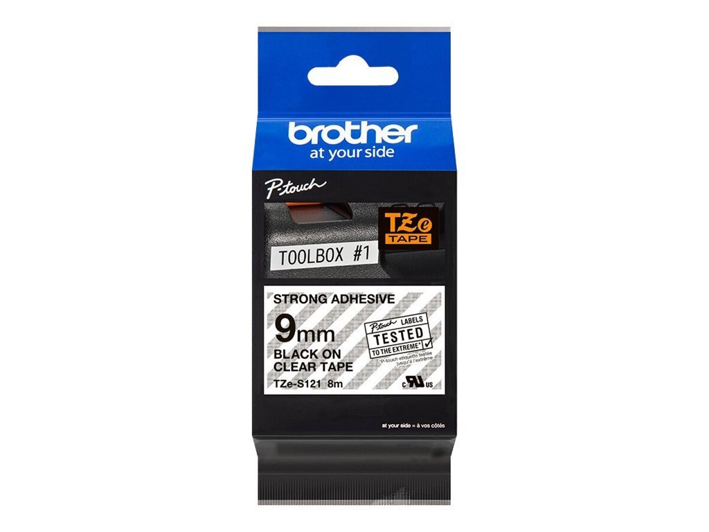 Thumbnail - Brother Beschriftungsband Tape TZES121/ transp/bk / 8m/9mm/PT 1000