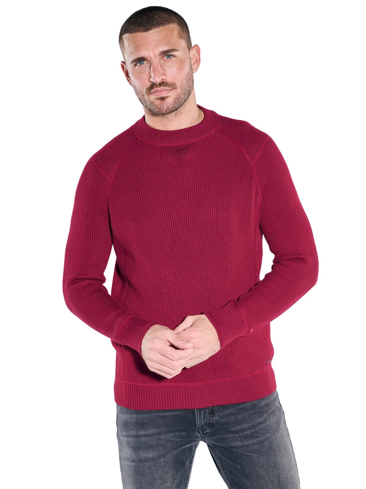 emilio adani Rundhalspullover Herren Rundhals Pullover, Rot
