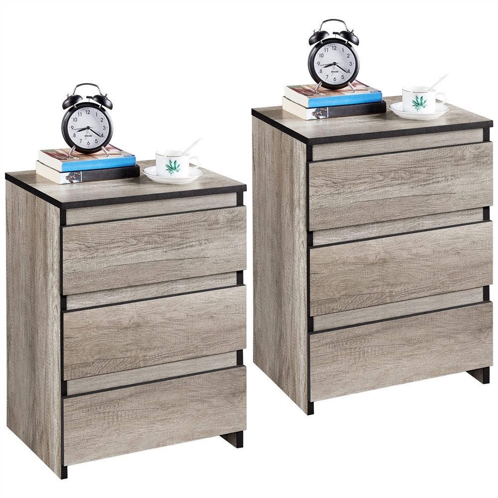 Yaheetech Nachttisch mit 3 Schubladen Nachtschrank (2-St), Nachtkommode Nac günstig online kaufen
