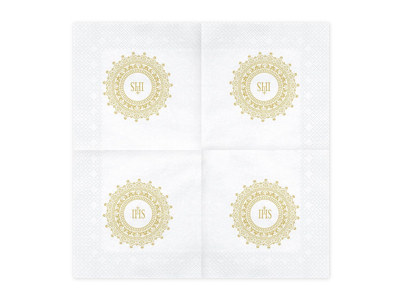 partydeco Papierserviette, Servietten IHS 33x33cm 20 Stück weiß gold