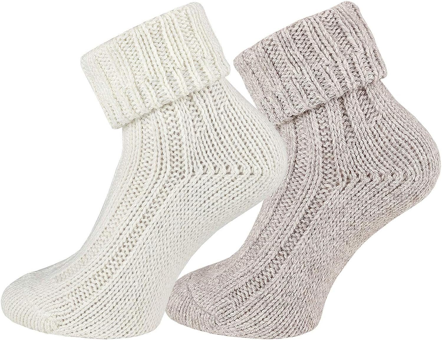Umschlagsocken 2 Paar superweiche Kuschel Wollsocken mit Alpakawolle, Umschlag-Socken