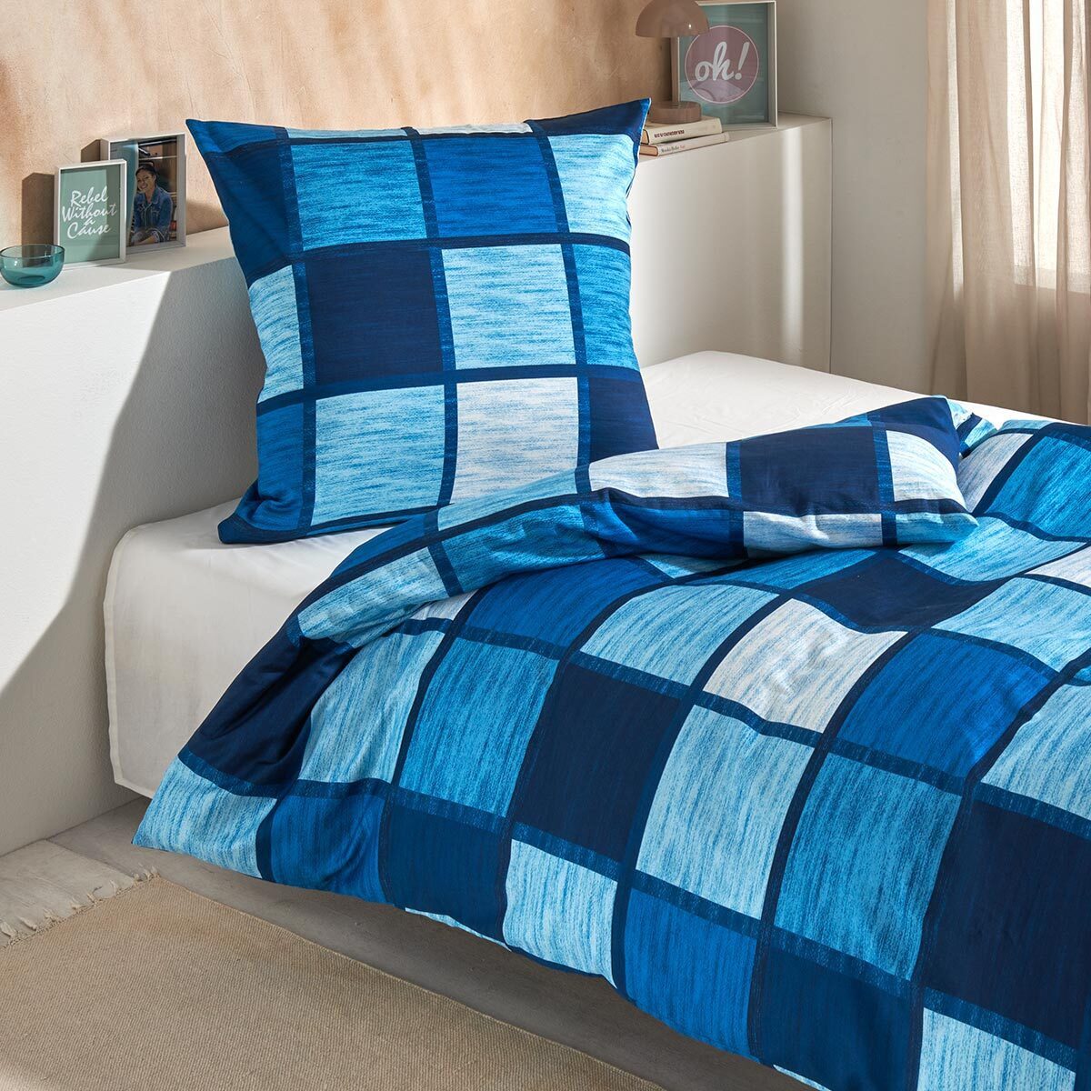 TRAUMSCHLAF Bettwäsche Verso denim, Mako Satin, 1 teilig, Luxuriöses Design in einzigartiger Haptik