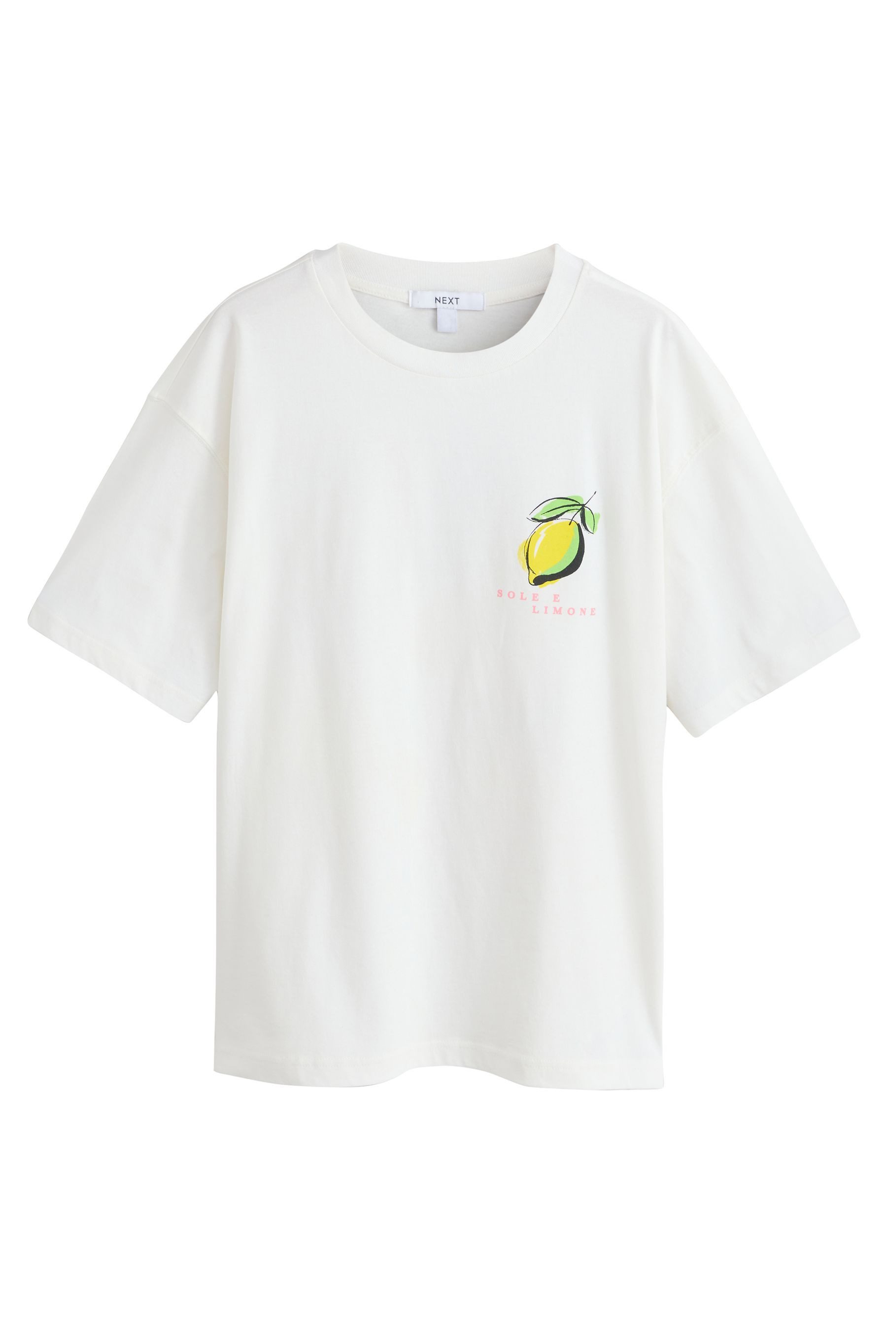 Next T-Shirt Bedrucktes Rundhals-T-Shirt mit Zitronen-Grafik (1-tlg)