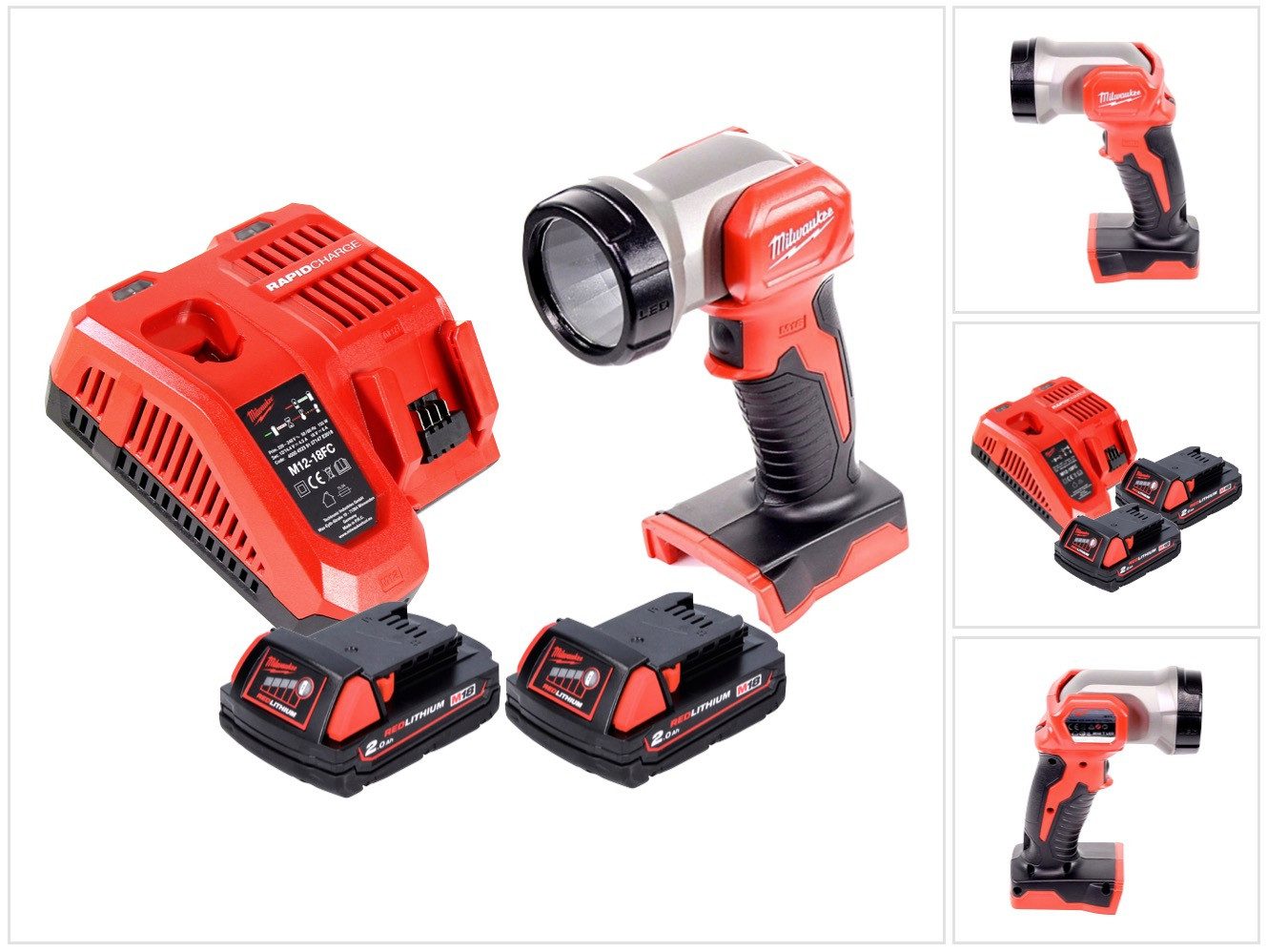 Milwaukee Baustrahler M18 TLED Akku Leuchte LED + 2x Akku 2,0 Ah + Ladegerät