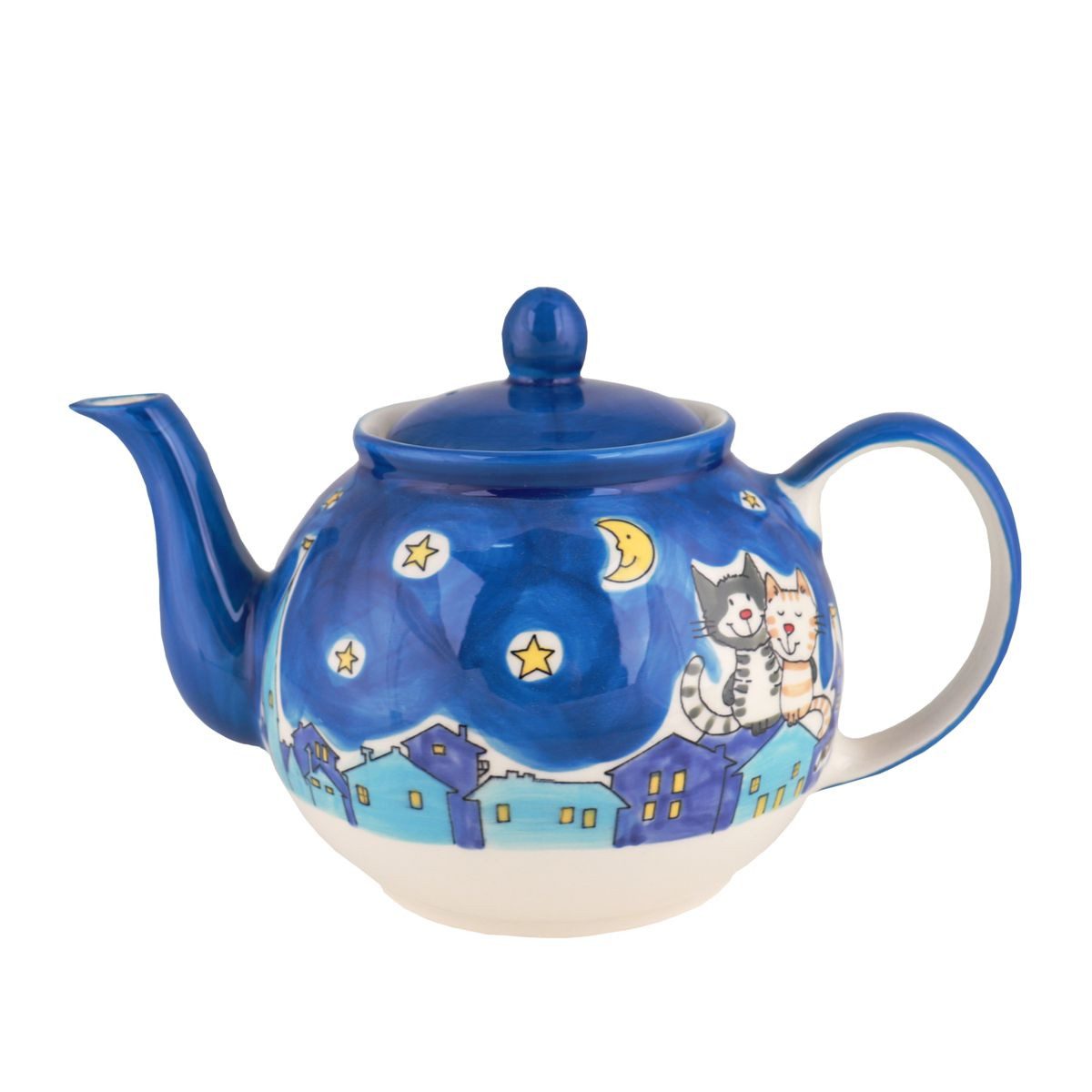 Mila Teekanne Mila Keramik-Teekanne Nachtkatzen, ca. 1,2 Liter, 1200 l, (Stück, 1 Teekanne mit Deckel)
