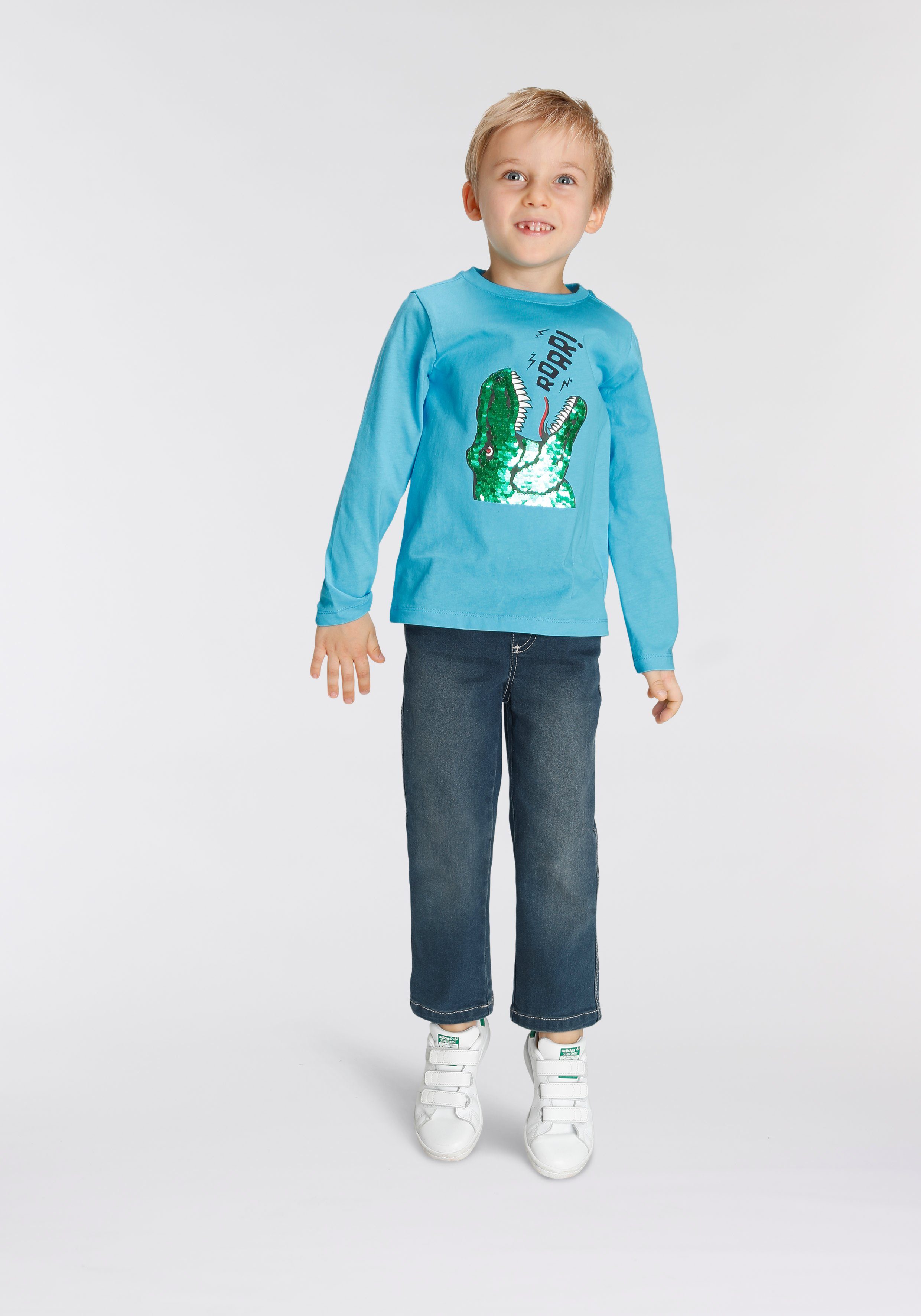 Langarmshirt mit Wendepailletten KIDSWORLD aus Dino-Motiv