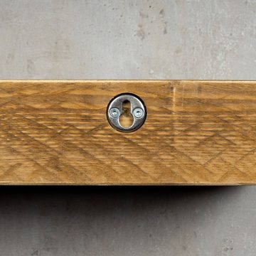 Levandeo® Wandregal, levandeo Schlüsselbrett Holz Massiv 35x10cm Nussbaum lackiert