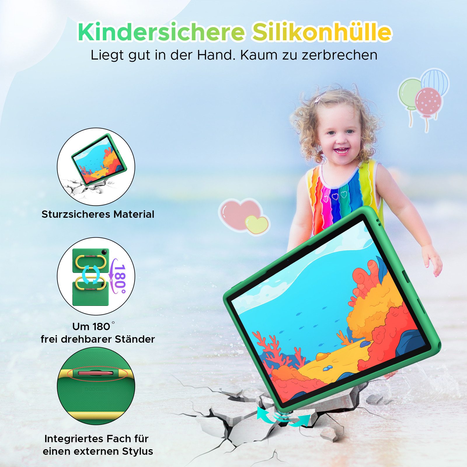 DOOGEE U11kid Android 16 Kinder Tablet mit Hülle, 11 zoll, 8580mAh Tablet (11", 128 GB, Android 16, WiFi, 4GB+128GB ROM /2TB TF, 13MP+5MP, 90Hz, BT 5.0, Widevine L1/Face ID)