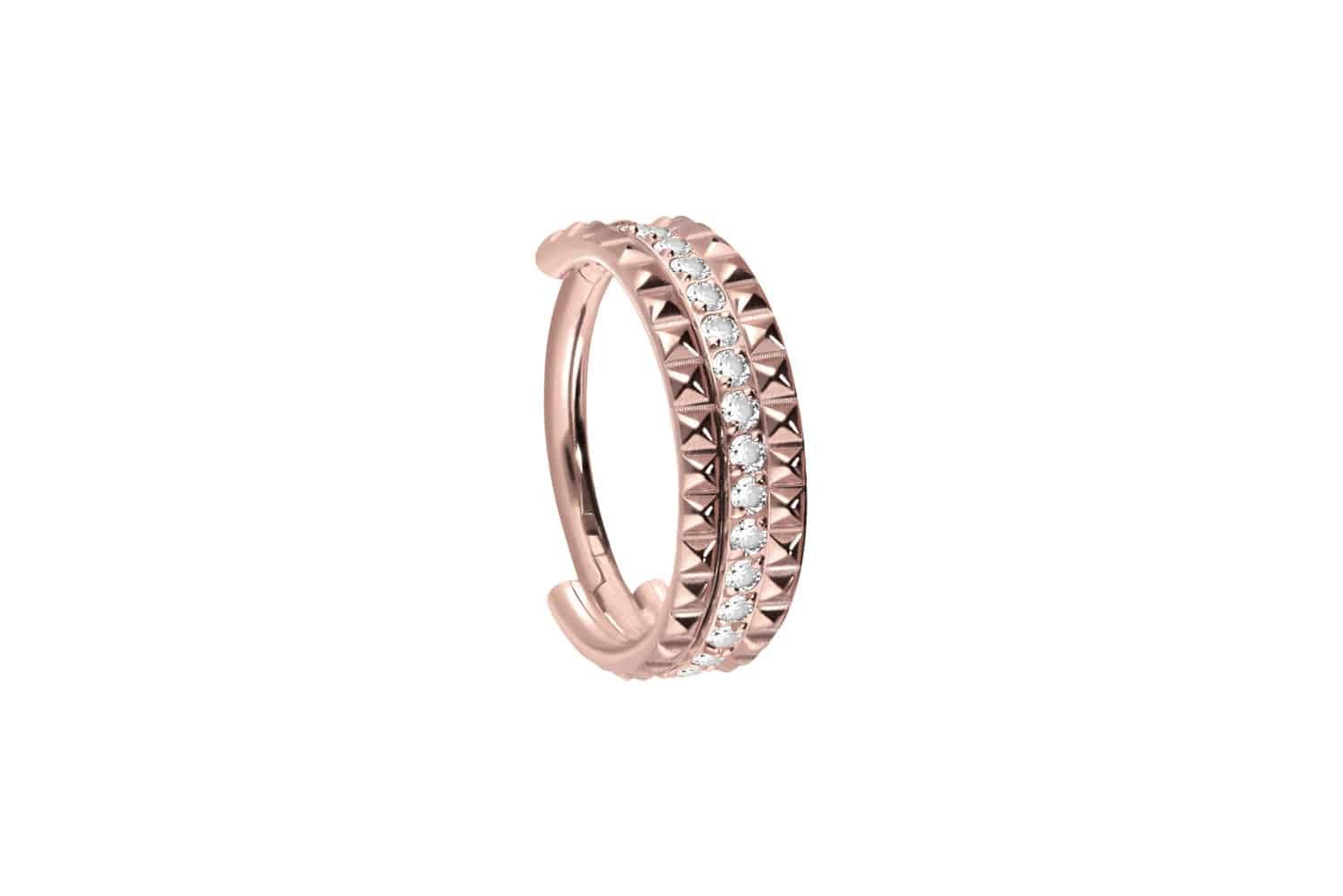 Nasenpiercing Titan Segmentring Clicker NIETEN + EINGEFASSTE KRISTALLE Ohrpiercing
