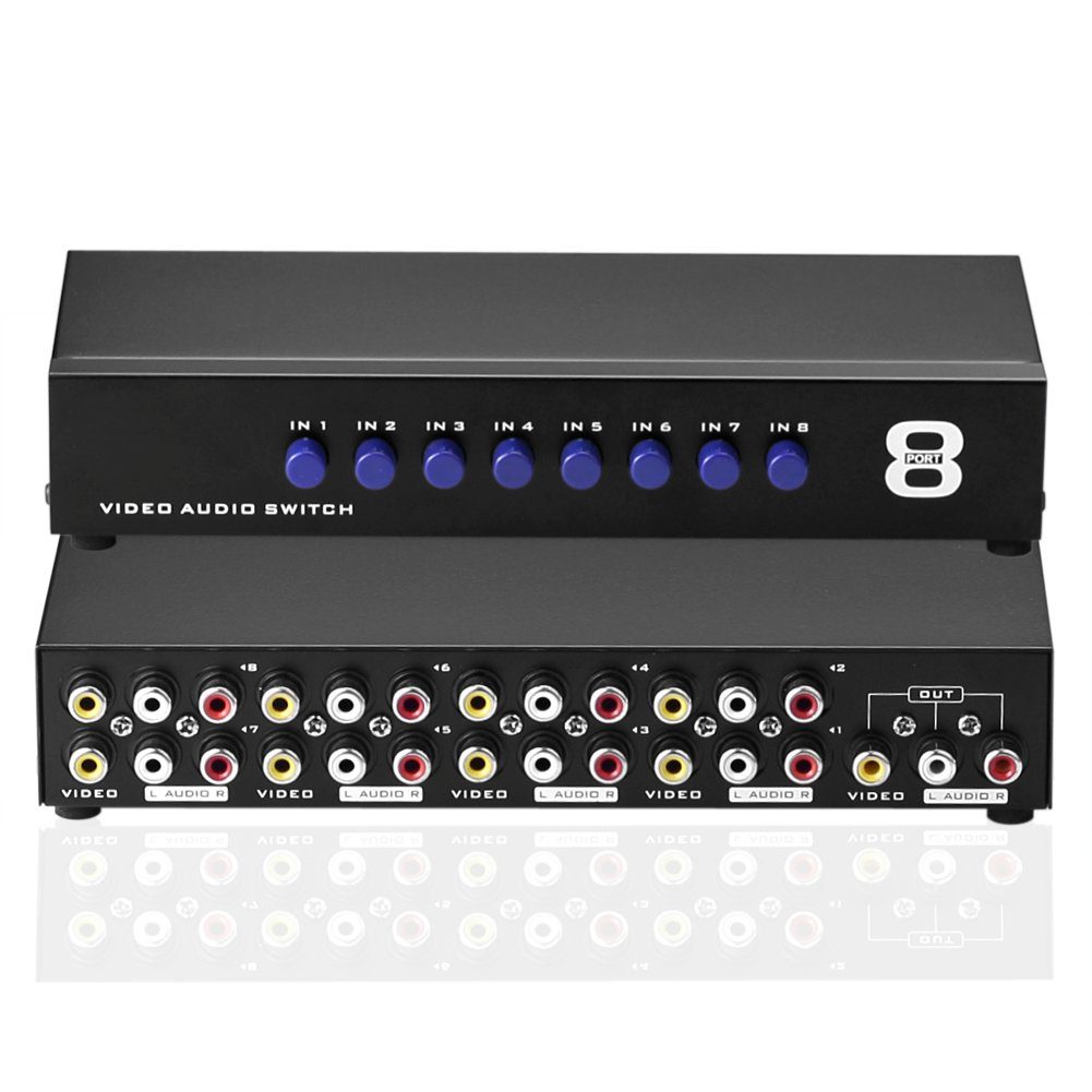 euroharry 8 AV Комутаторы 8 in 1 heraus Audio Video L/R Splitter Schwarz Netzwerk-Switch
