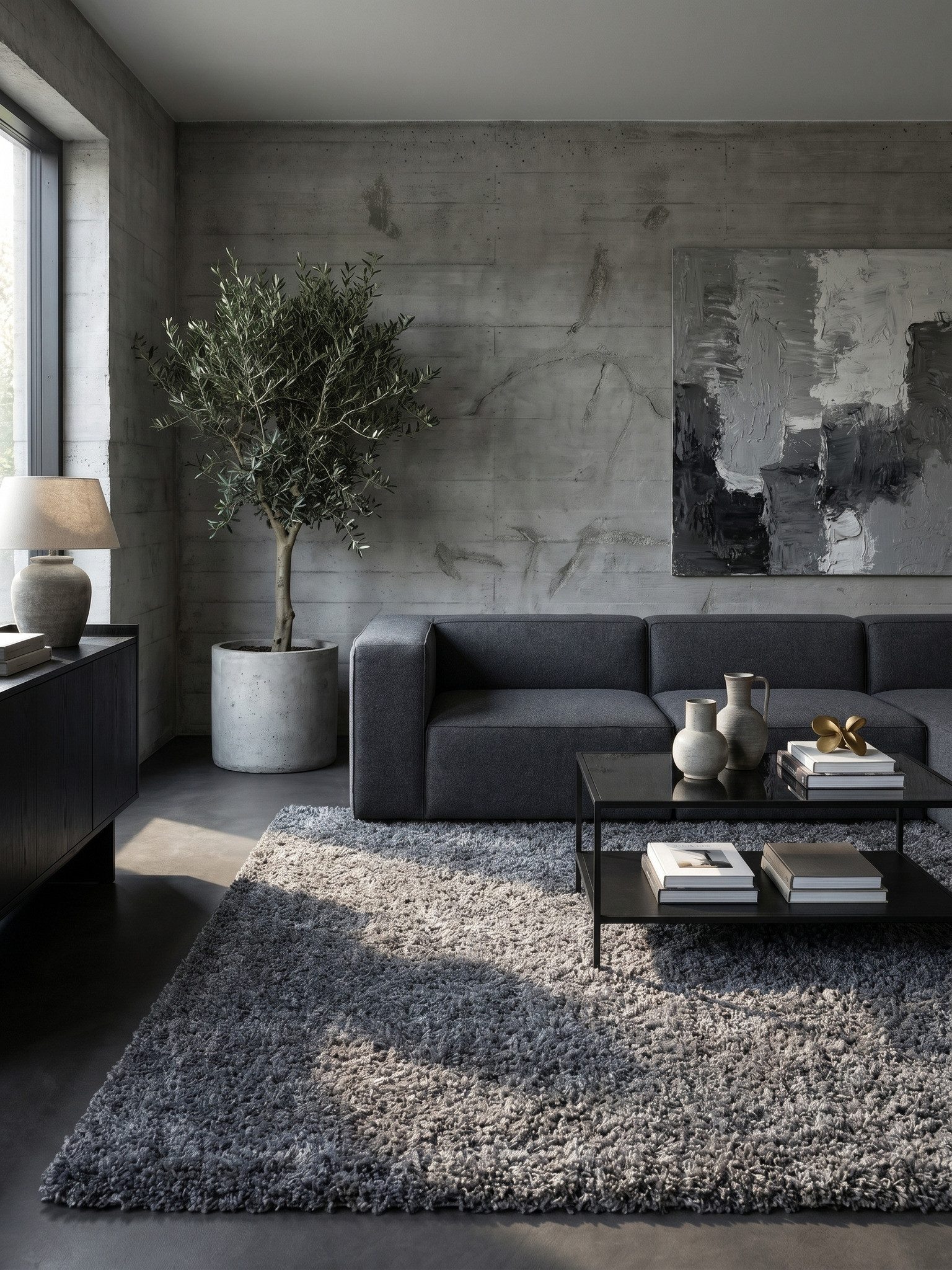 KADIMA DESIGN Teppich RHEIN Shaggy Langflor Wohnzimmer Schlafzimmer Waschbar Esszimmer, Läufer, Höhe: 32 mm, Grau, 60x110 cm, Wohnzimmerteppich Strapazierfähig  – Bild 2 von 5