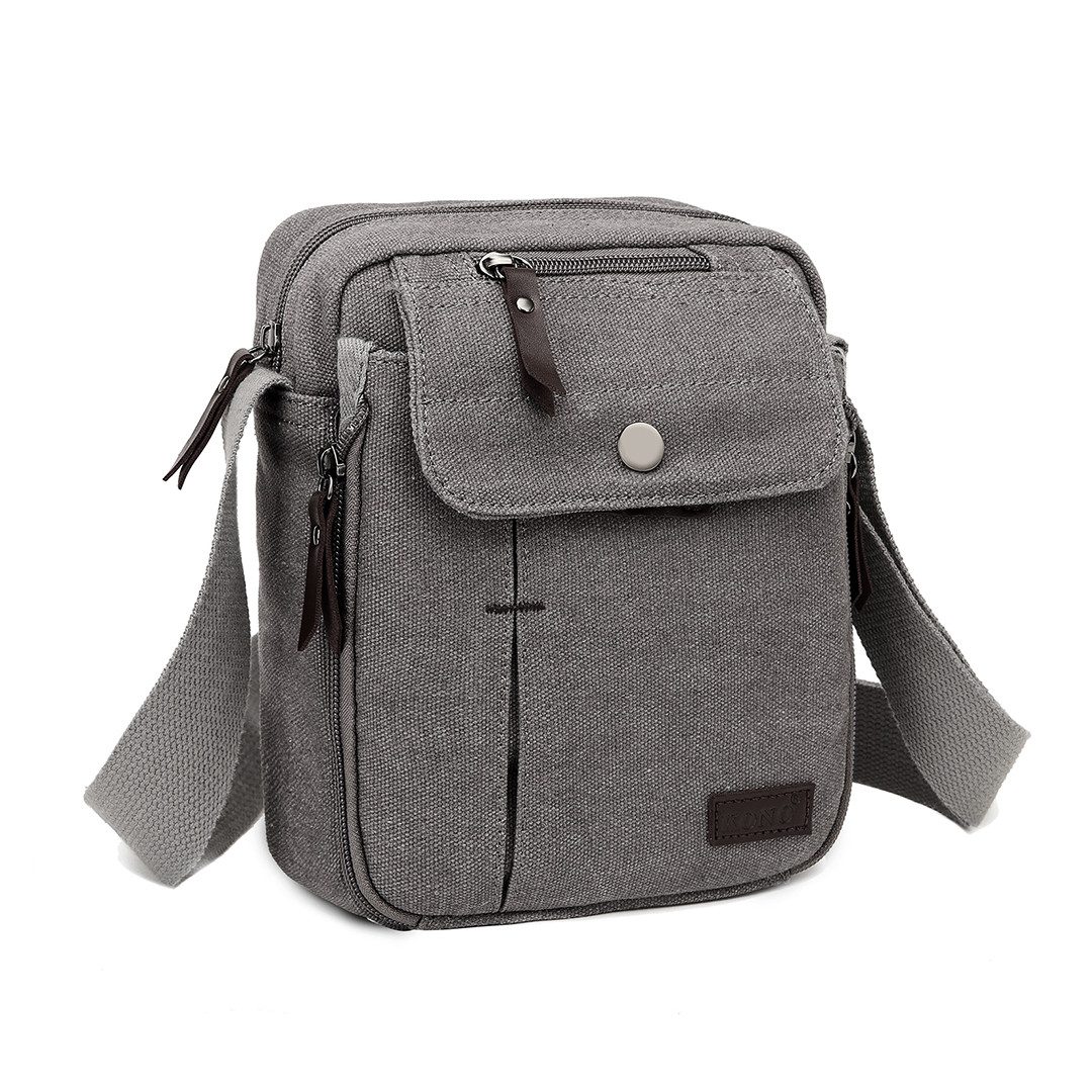KONO Messenger Bag Langlebige Umhängetasche aus Canvas mit mehreren Taschen