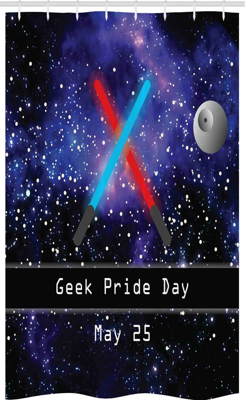 Abakuhaus Duschvorhang Badezimmer Deko Set aus Stoff mit Haken Breite 120 cm, Höhe 180 cm, Galaxis Geek-Nerd Pride Day