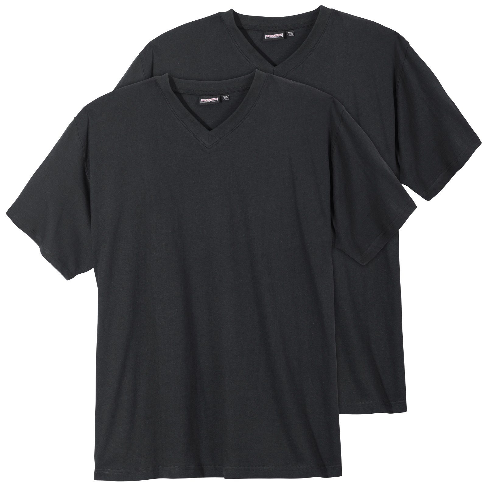ADAMO V-Shirt Große Größen Herren 2er-Pack V-Neck T-Shirt Maverick schwarz Adamo