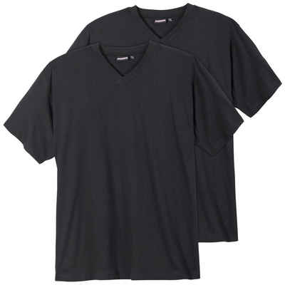 ADAMO V-Shirt Große Größen Herren 2er Pack V-Neck T-Shirt Maverick schwarz Adamo