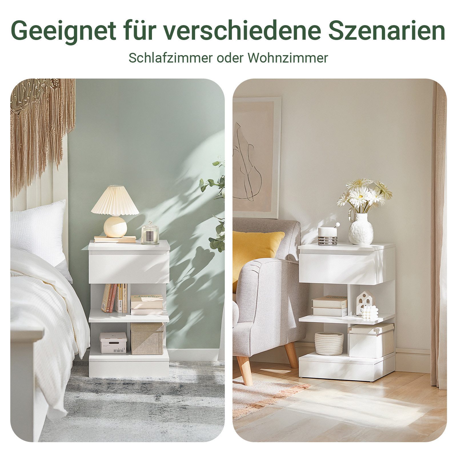 SoBuy Nachttisch FBT49, (1-St), Beistelltisch mit Schublade, Nachtschrank, offene Ablage